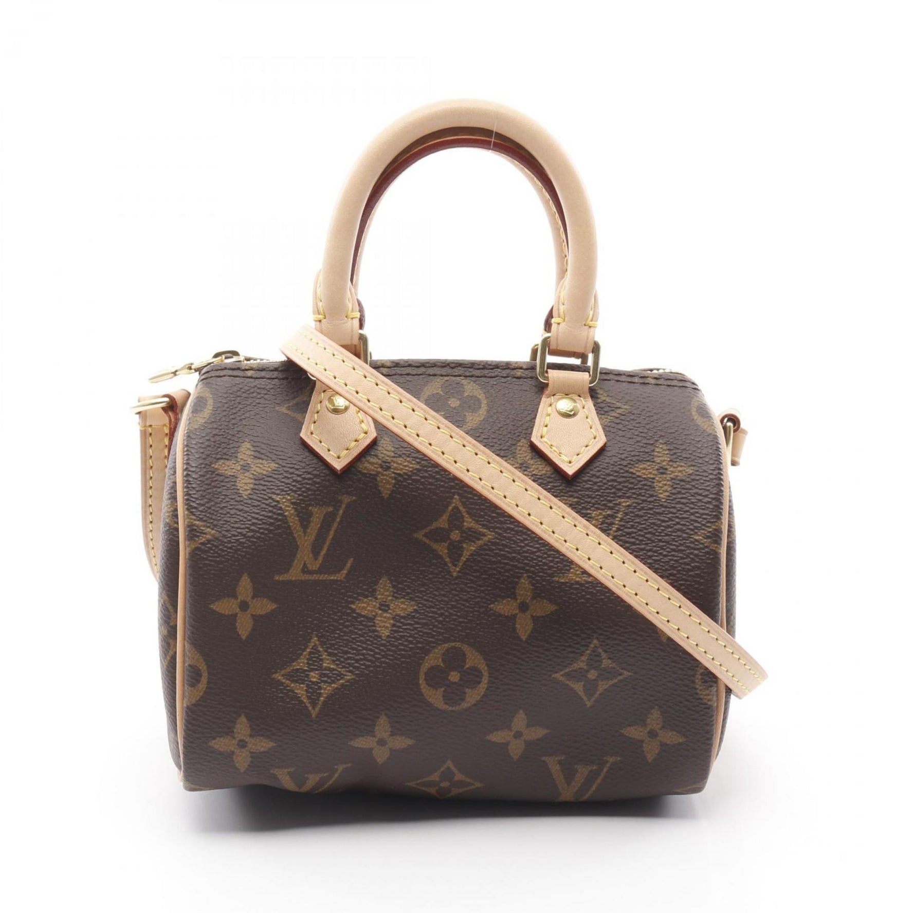 Louis Vuitton Nano Speedy Shoulder Bag, Coated Canvas and Leather, Monogram, Women's, Brown