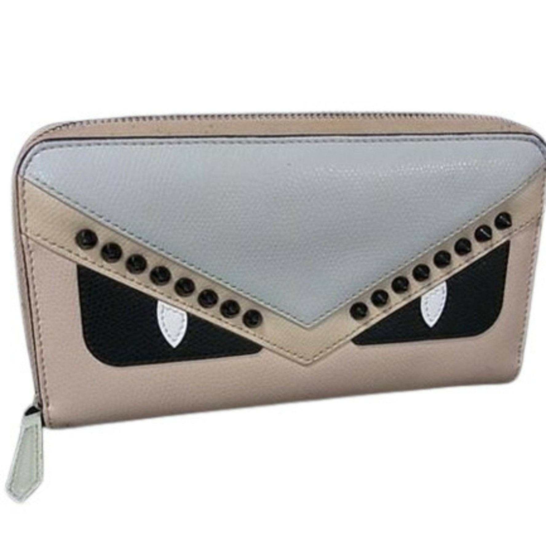 FENDI Bag Bugs Monster Zip-Around Wallet Pink, Light Blue, Multicolor Leather