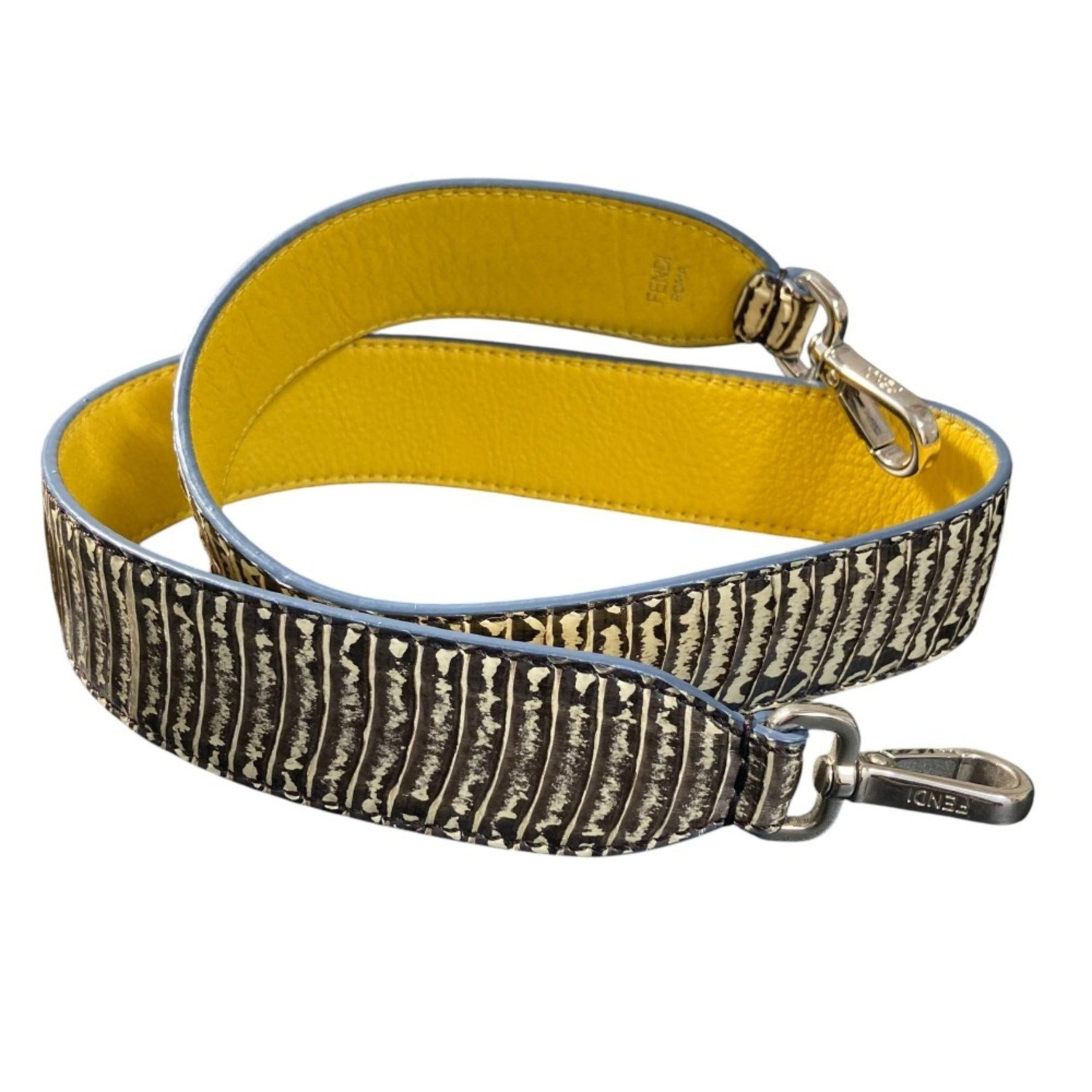 FENDI Strap You Embossed Leather Shoulder Yellow