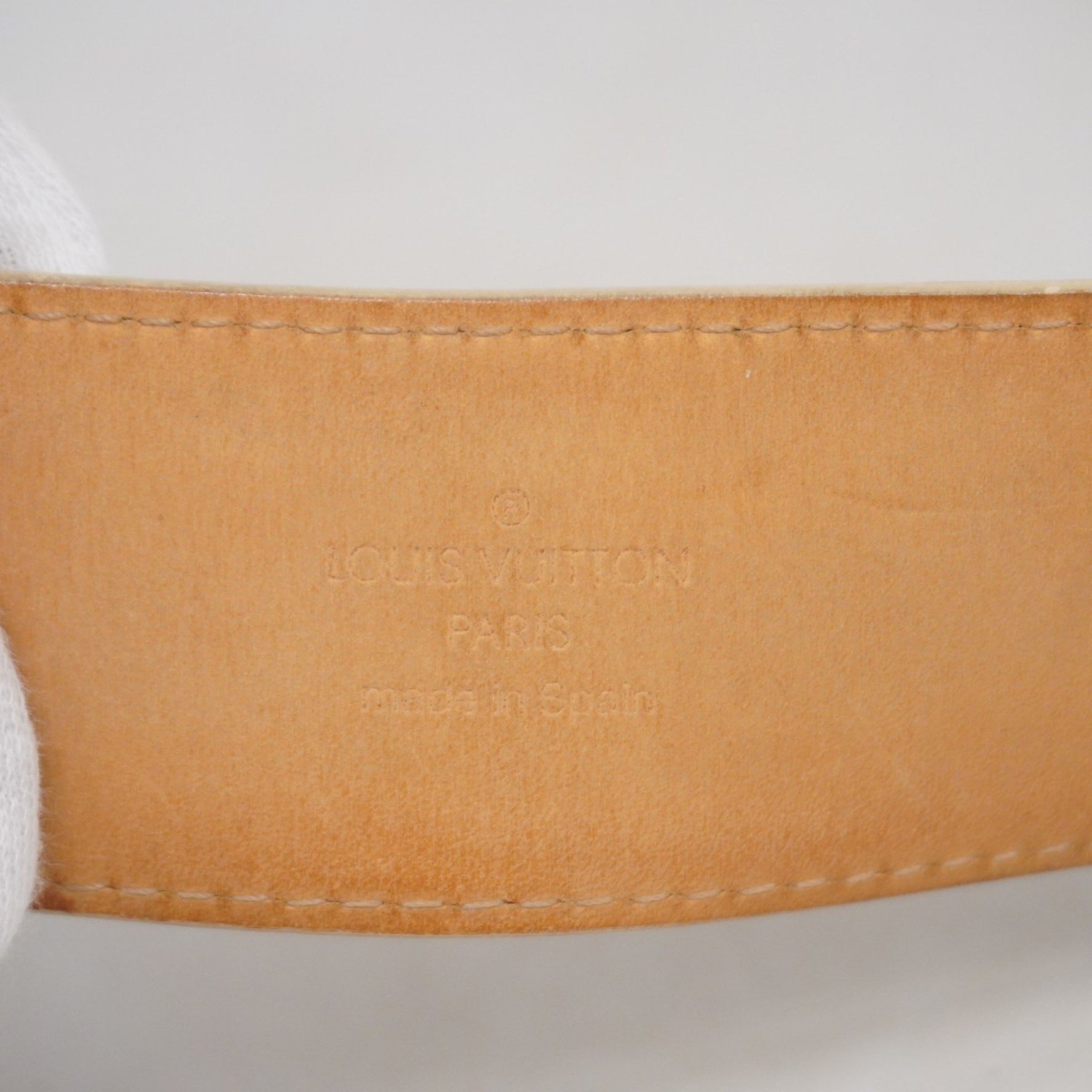 Louis Vuitton Damier Azur Centurion Belt with LV Initials, M9609, White, Women's