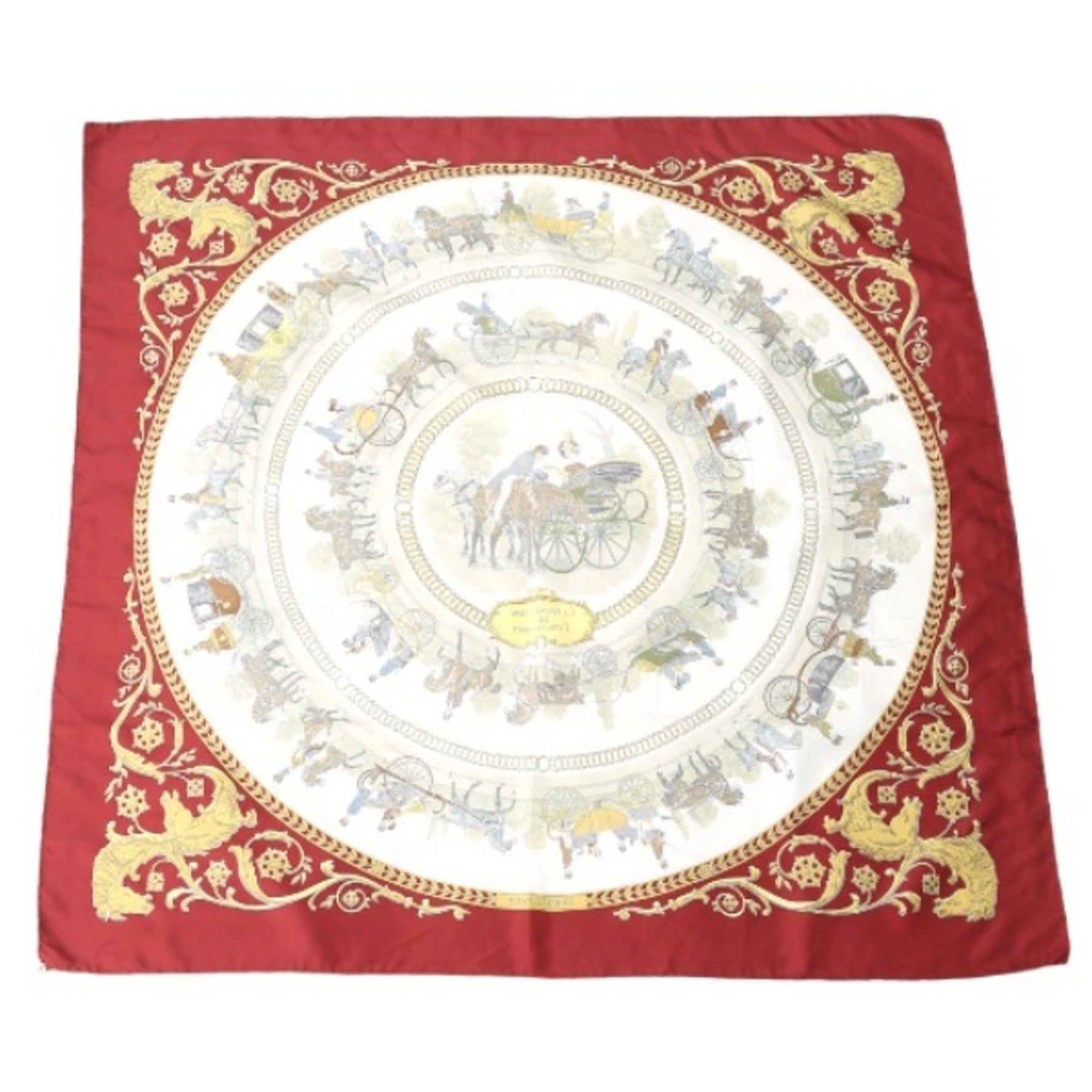 HERMES 100% Silk Red Scarf