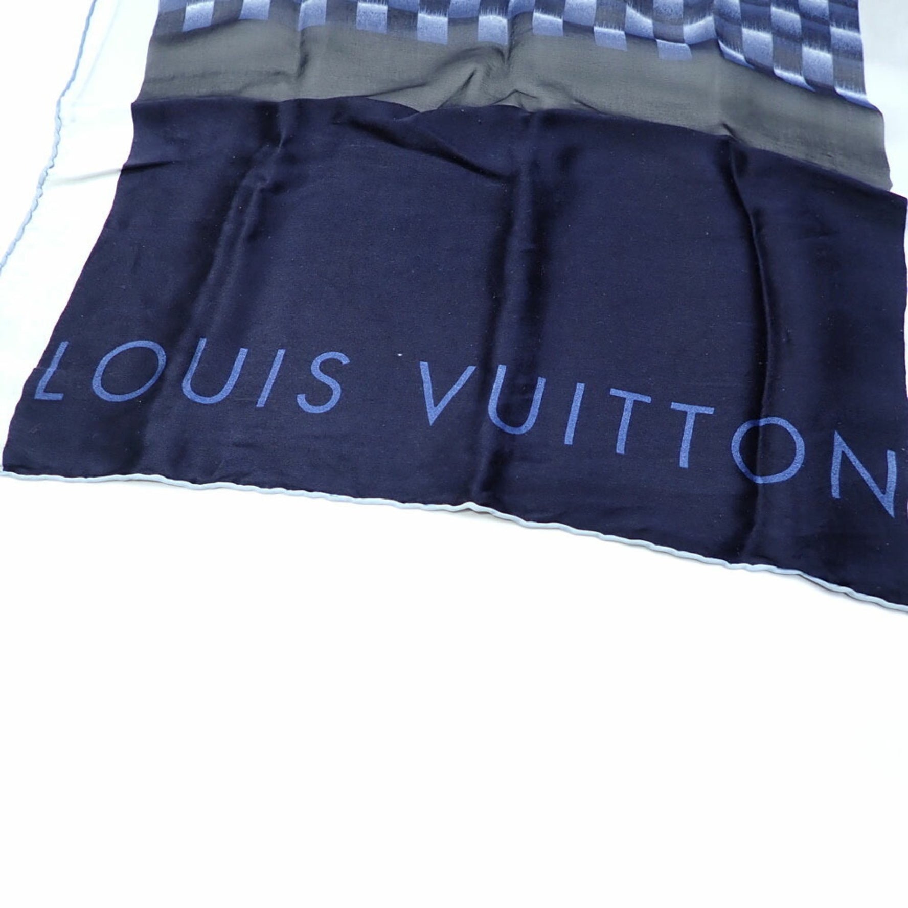 Louis Vuitton Scarf Muffler Women's Blue Silk