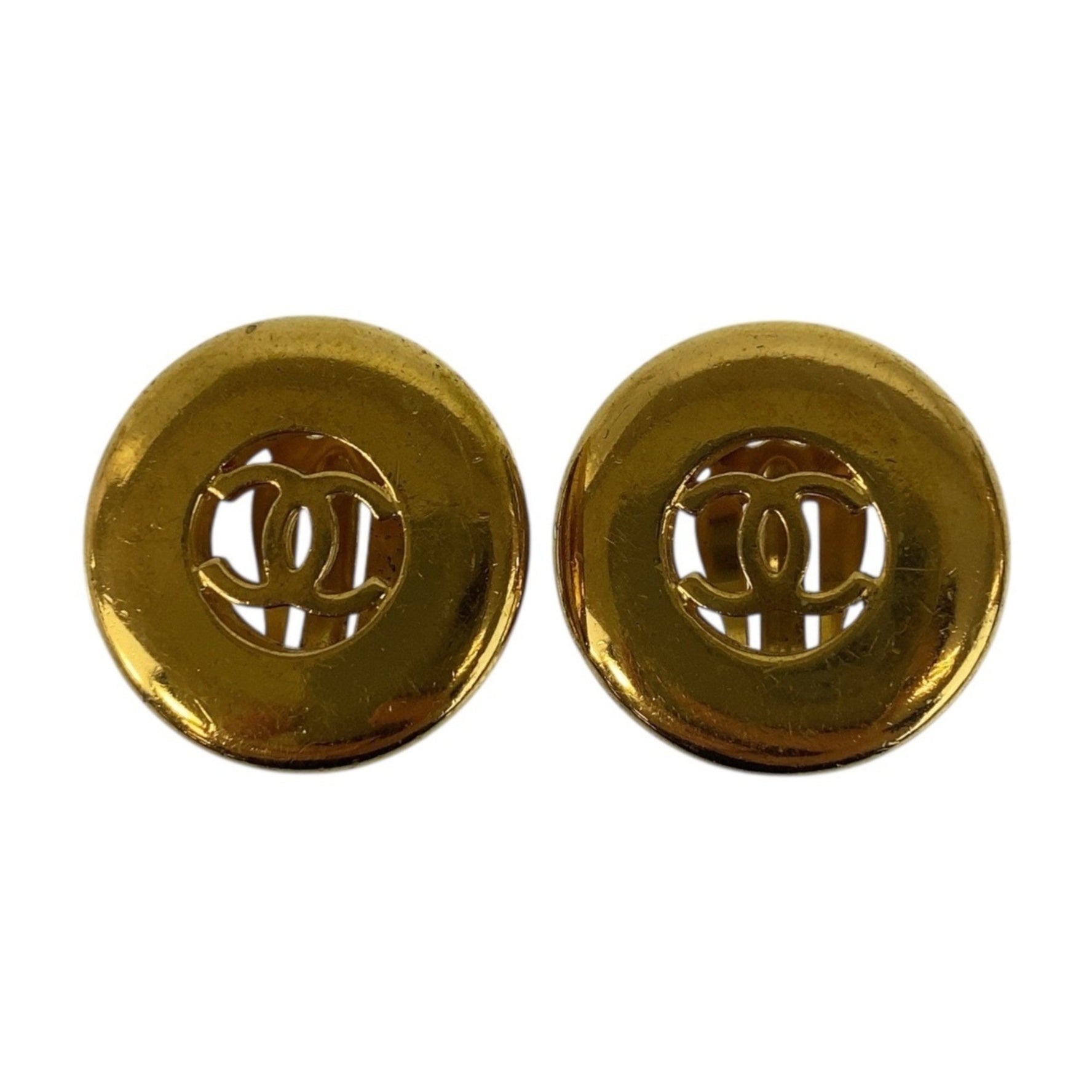 CHANEL Vintage Coco Mark Gold Metal Earrings 97 Stamp Women's