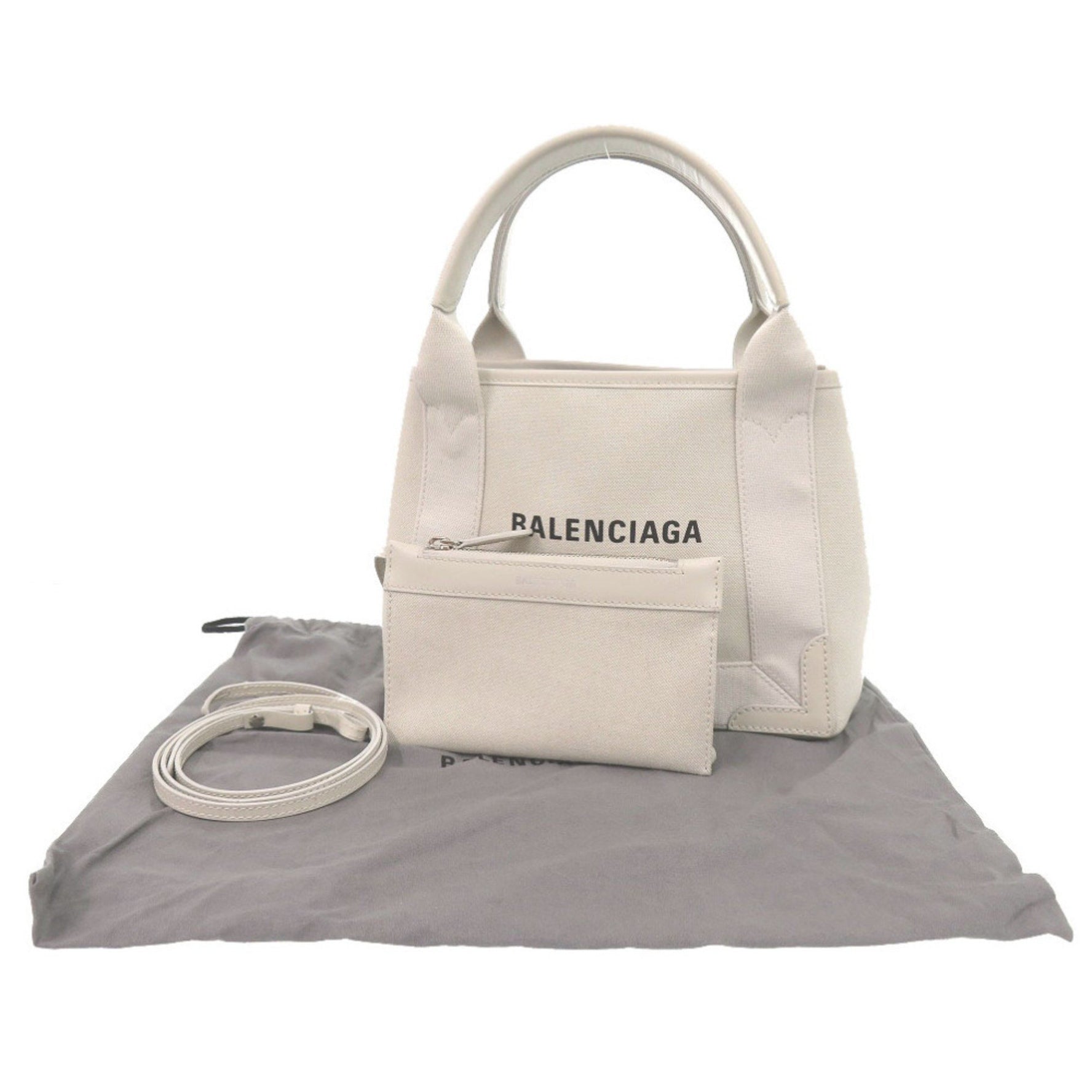 Like new Balenciaga handbag with pouch, Navy Cabas XS canvas, 0803