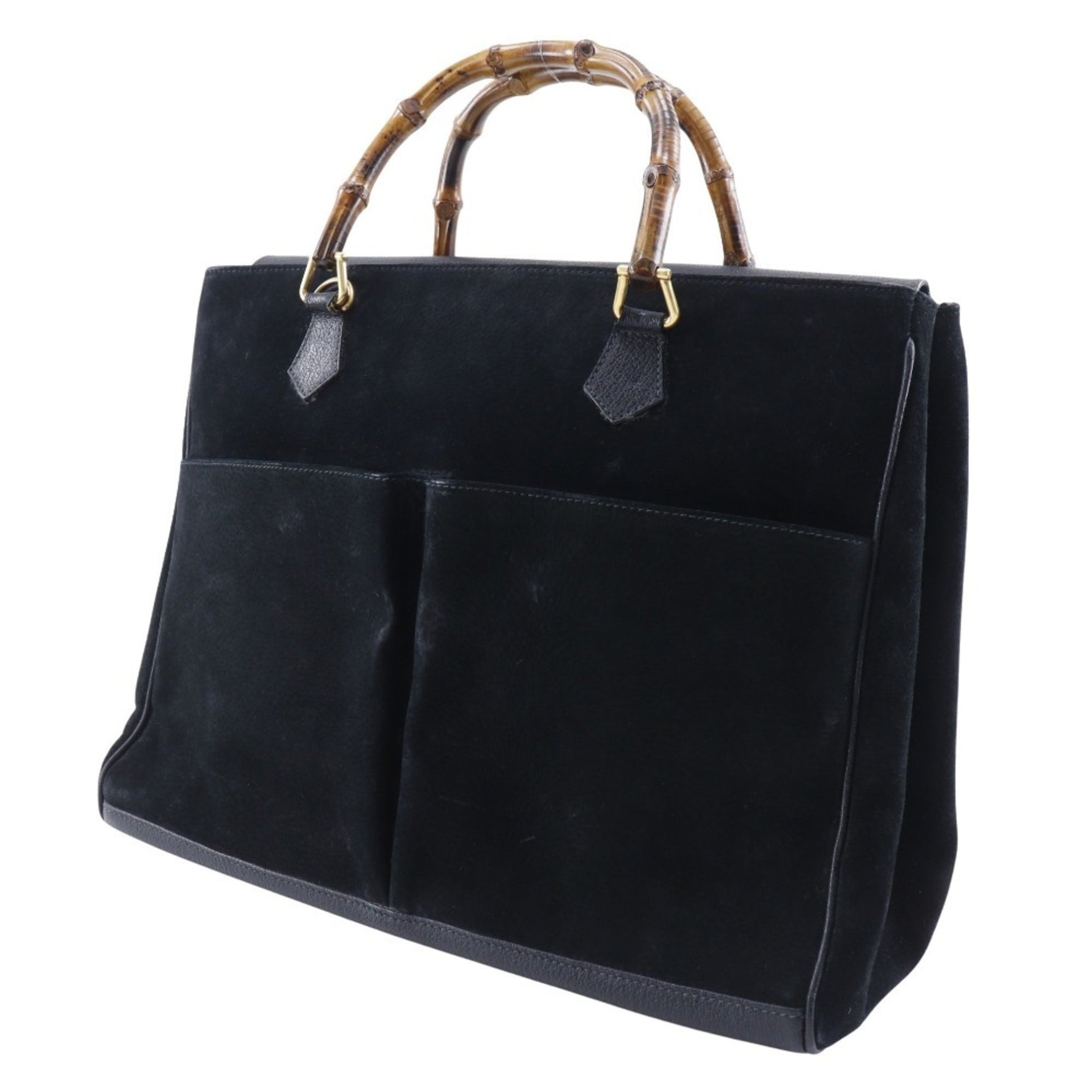 GUCCI Bamboo Tote Bag Old Suede Flap Bang Boot