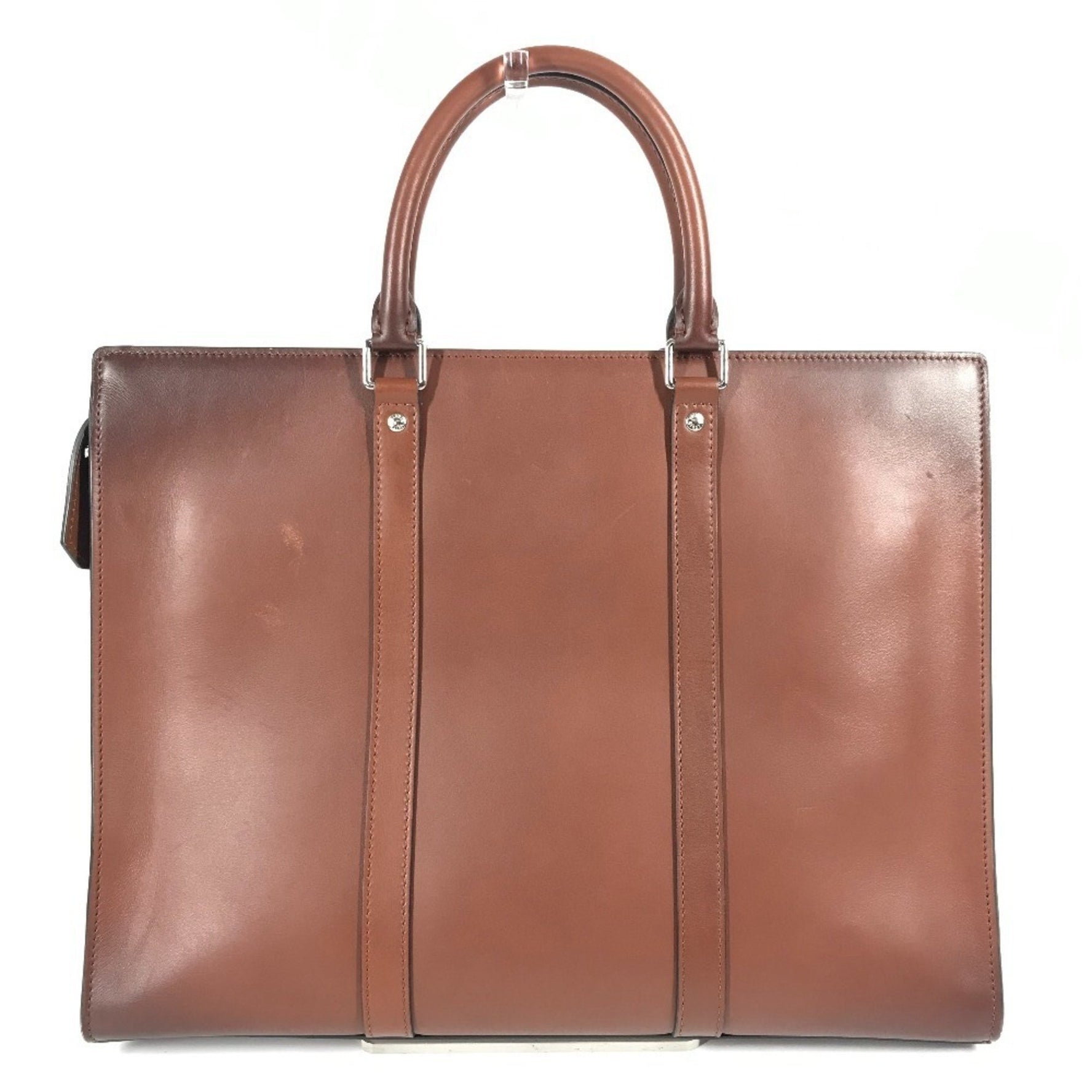 LOUIS VUITTON Monogram Sac Plat Horizontal Zip Handbag/Briefcase/Document Bag/Business Bag in Brown Leather, Unisex