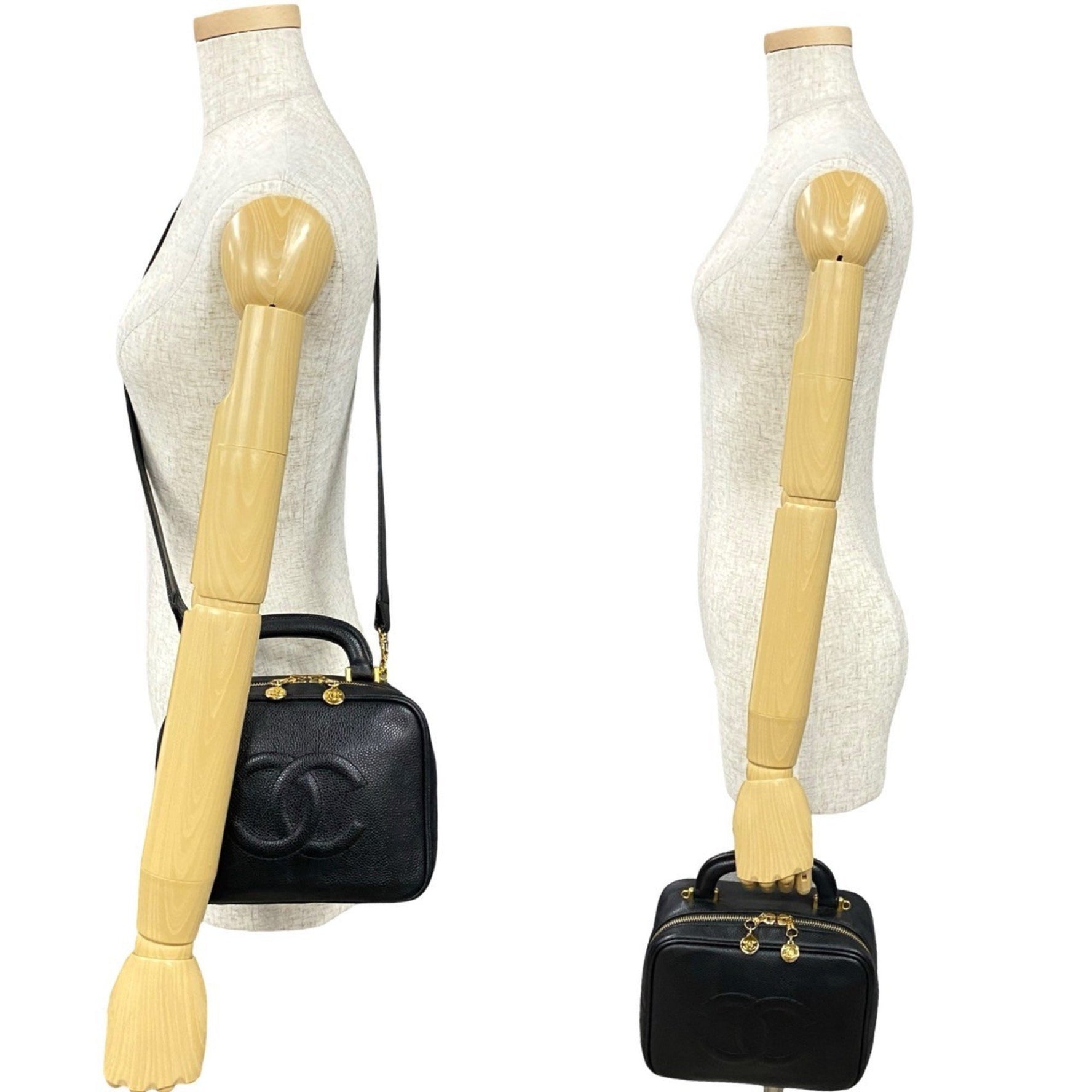 CHANEL Coco Mark Caviar Leather Handbag/Shoulder Bag