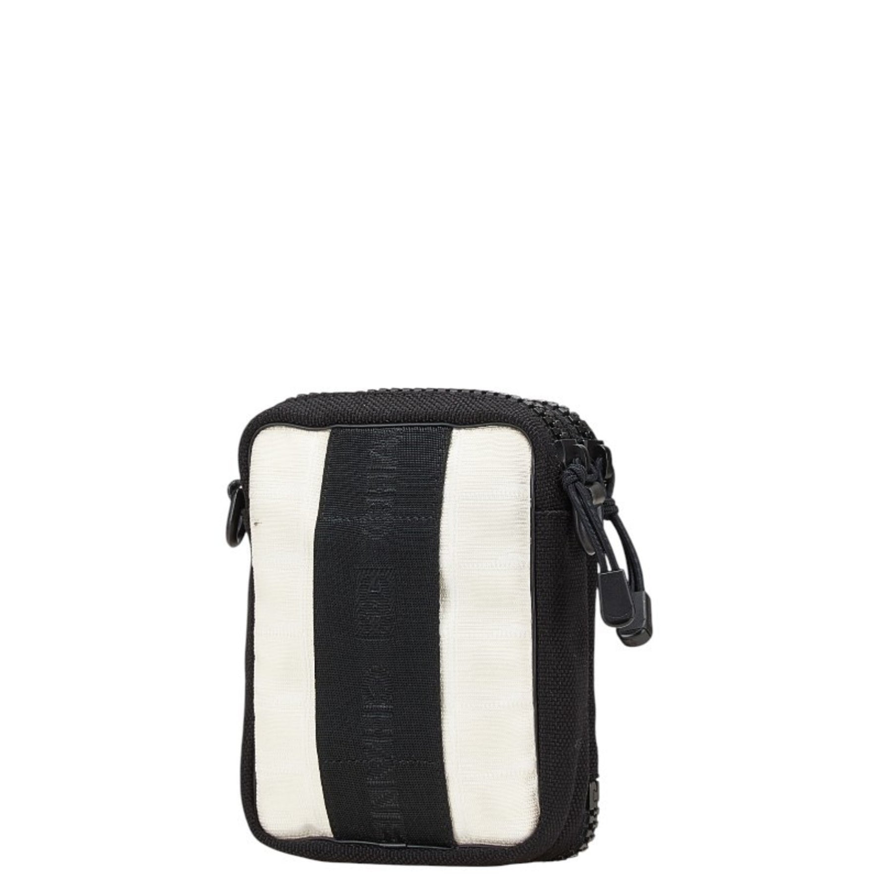 Chanel Sport Line Mini Pochette Coco Mark Shoulder Bag Black Beige Nylon