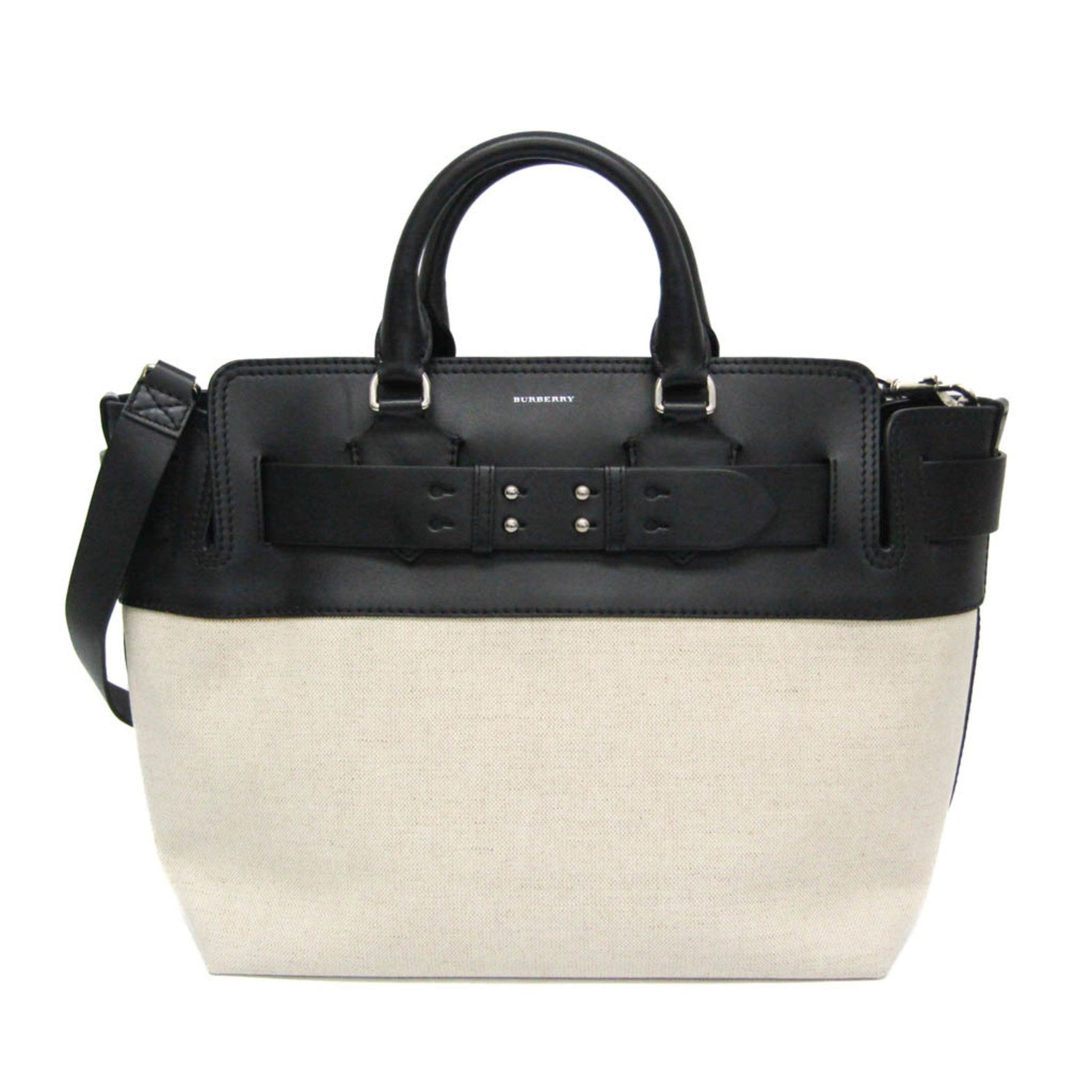 Burberry Medium Belt Bag Men,Women Leather,Canvas Handbag,Shoulder Bag Black,Light Beige