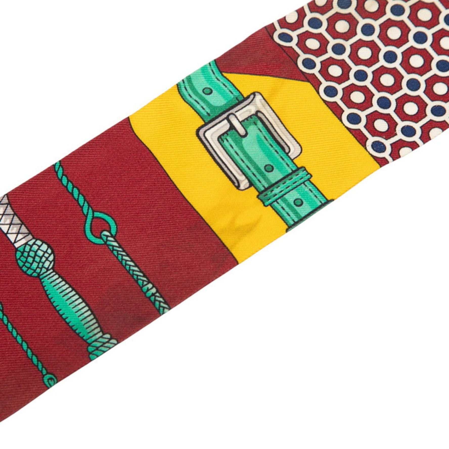 Hermes Hermès Twilly CLIC CLAC MODERN CANNAGE Scarf, Red Multicolor Silk