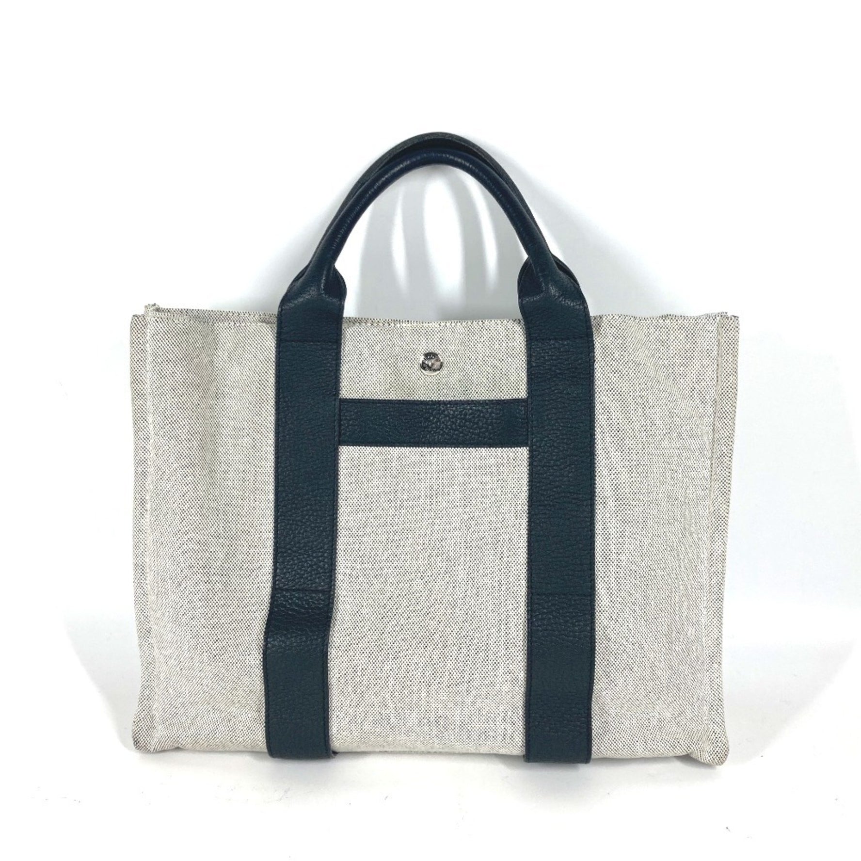 HERMES Hermes Sac Arne MM Handbag Tote Bag Toile H Leather Women's Black