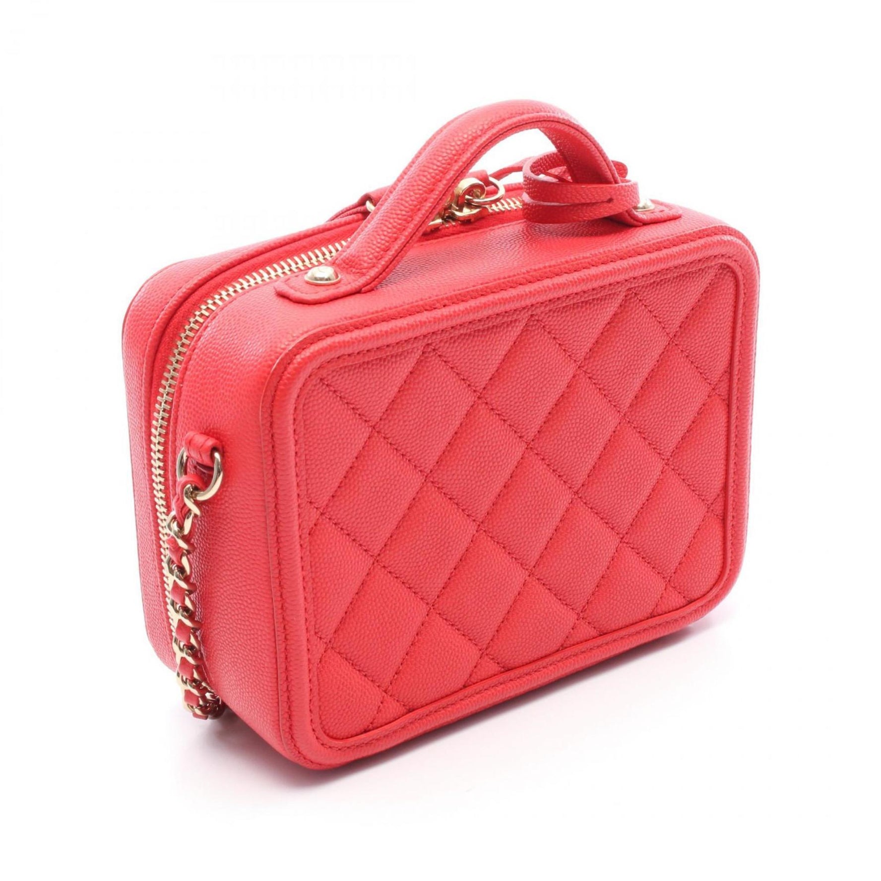 CHANEL CC Figley Small Vanity Bag Shoulder in Calfskin Leather, Red