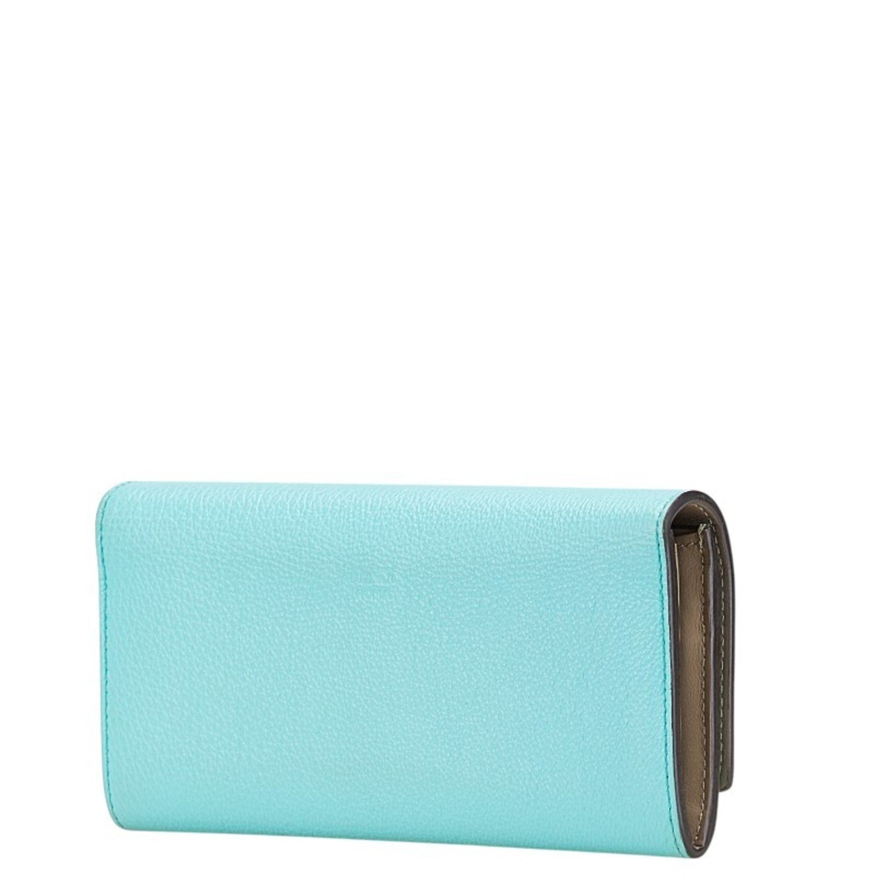 Fendi Peekaboo Long Wallet Light Blue Leather