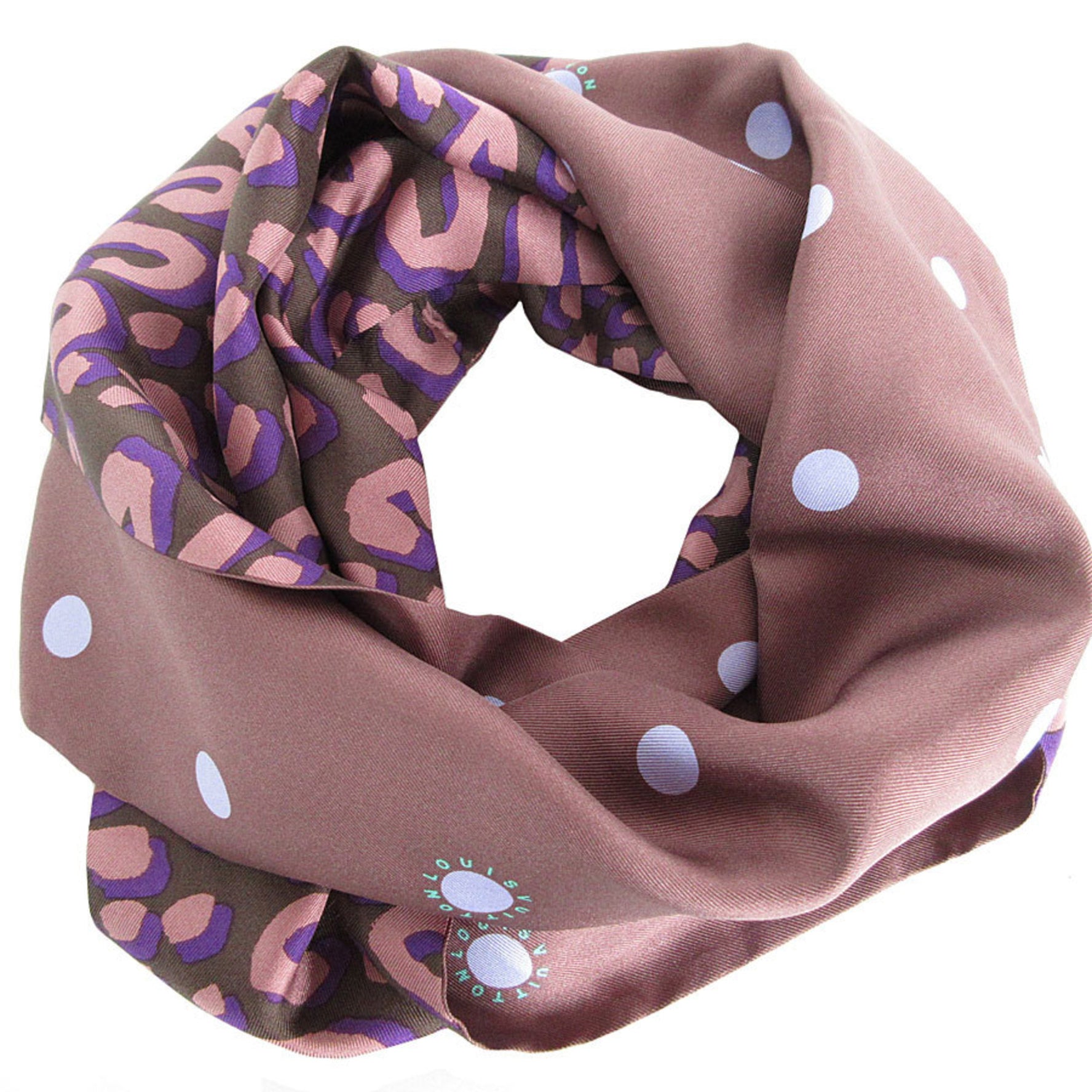 Louis Vuitton Scarf/Muffler Snood Leopard Silk Brown Purple