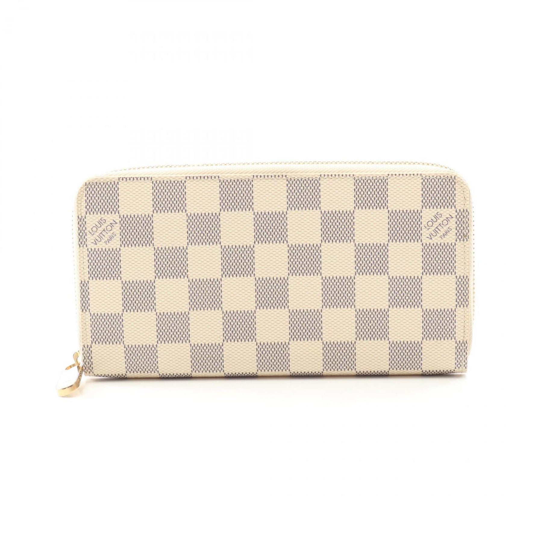 Louis Vuitton Zippy Wallet, Round Long Coated Canvas, Damier Azur