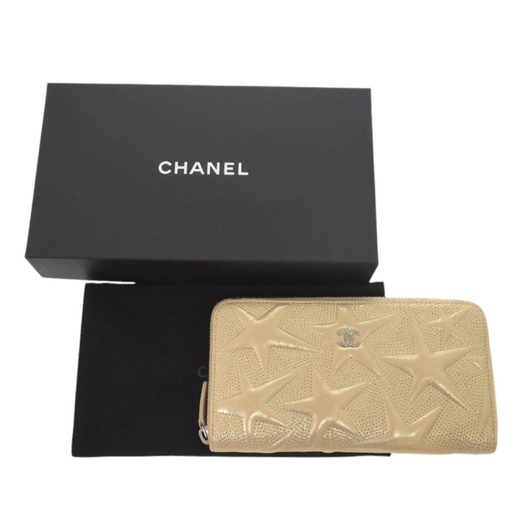Chanel Star Embossed Leather Long Wallet 0074