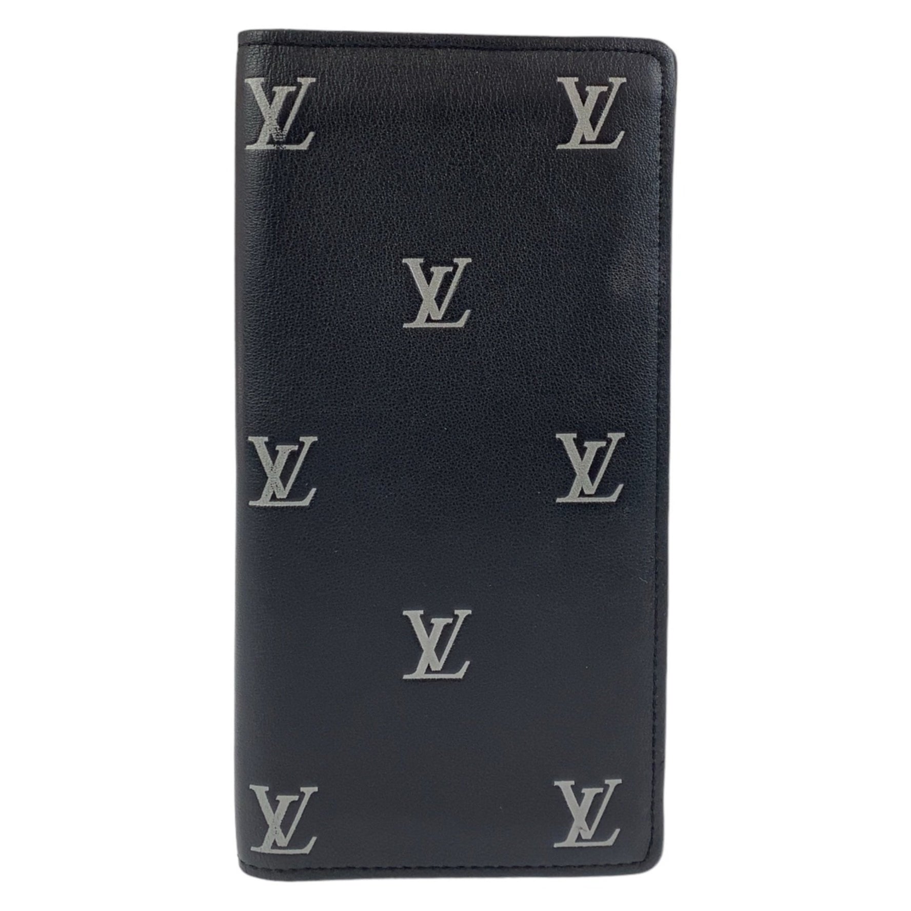 Louis Vuitton Blason Portefeuille Brazza Silver Hardware Leather Long Wallet Men's