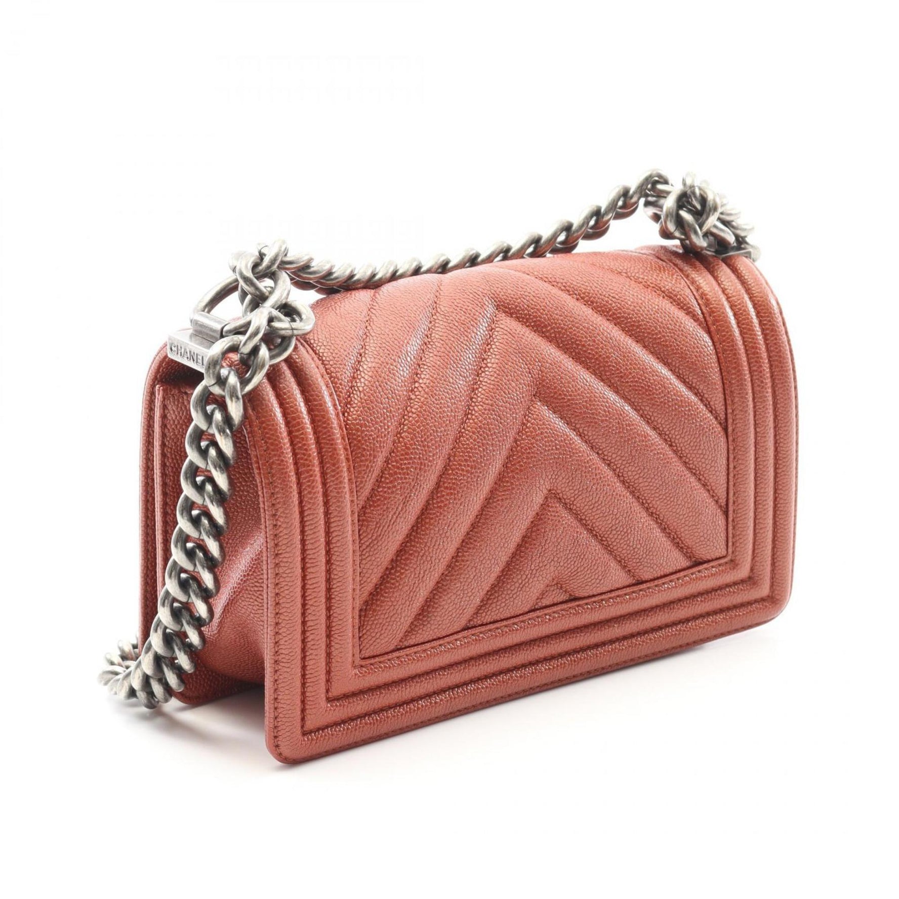 CHANEL Boy Small Chevron V-Stitch Shoulder Bag in Calfskin Leather