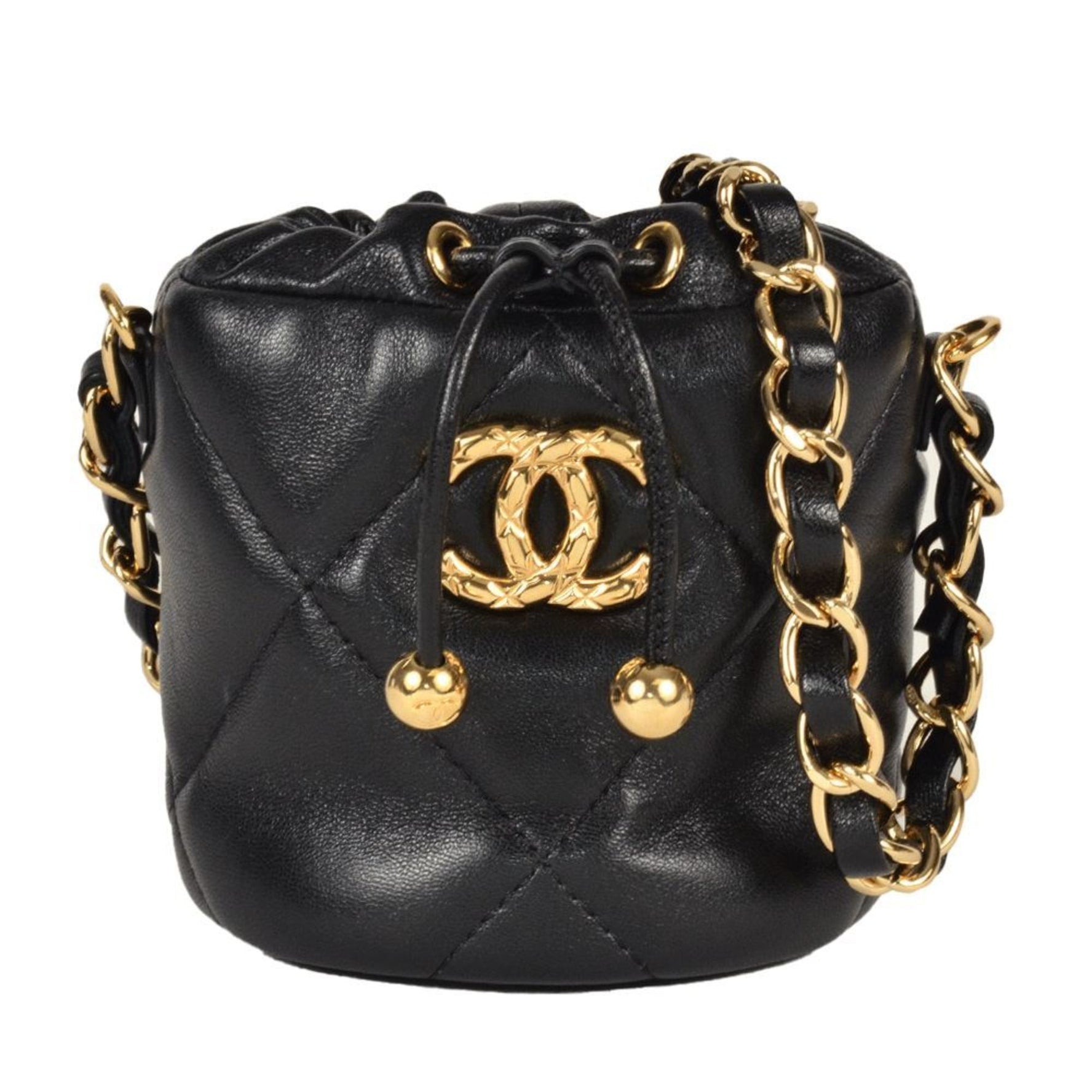 Chanel CHANEL Coco Mark Chain Shoulder Pouch Bag Lambskin AP2330 Black Pochette