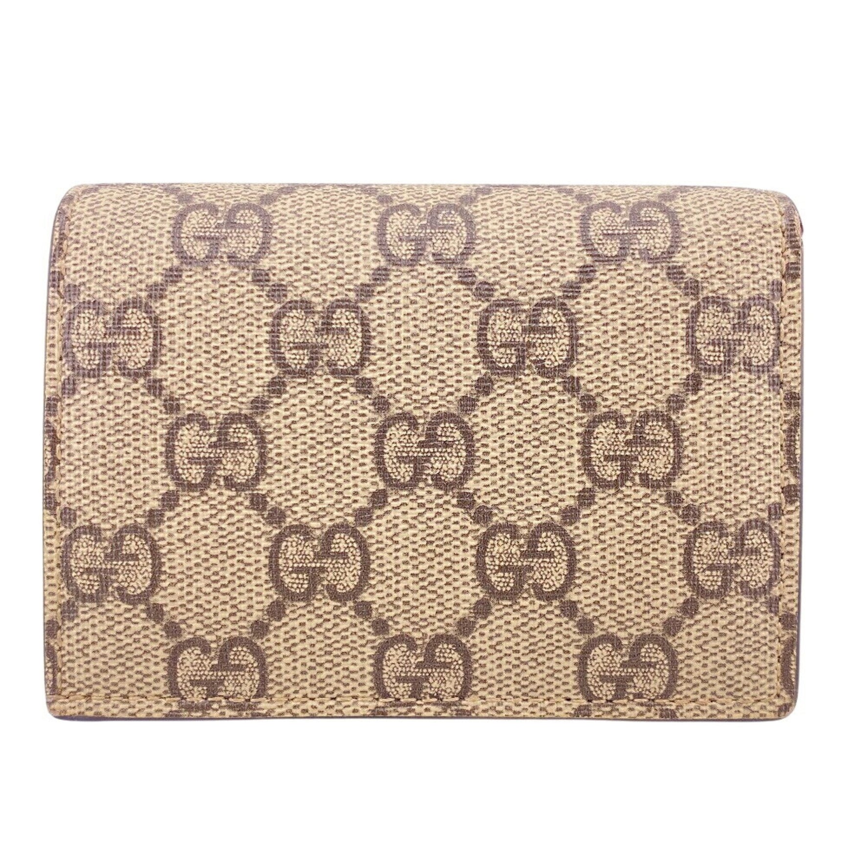GUCCI Heart Motif Wallet Compact GG Supreme Bifold Brown