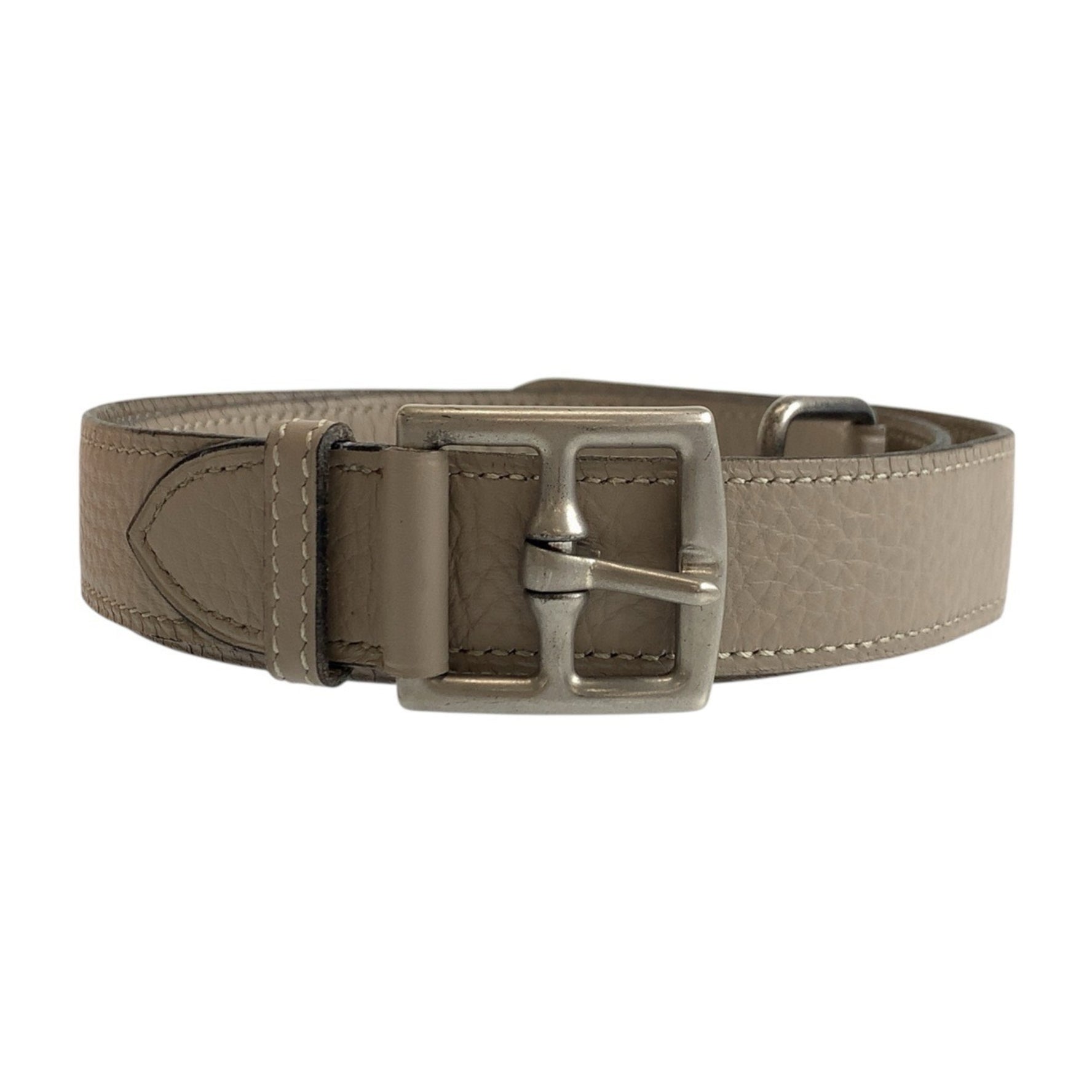 HERMES Etrivière Beige Togo Leather Belt with Silver Hardware and D Stamp