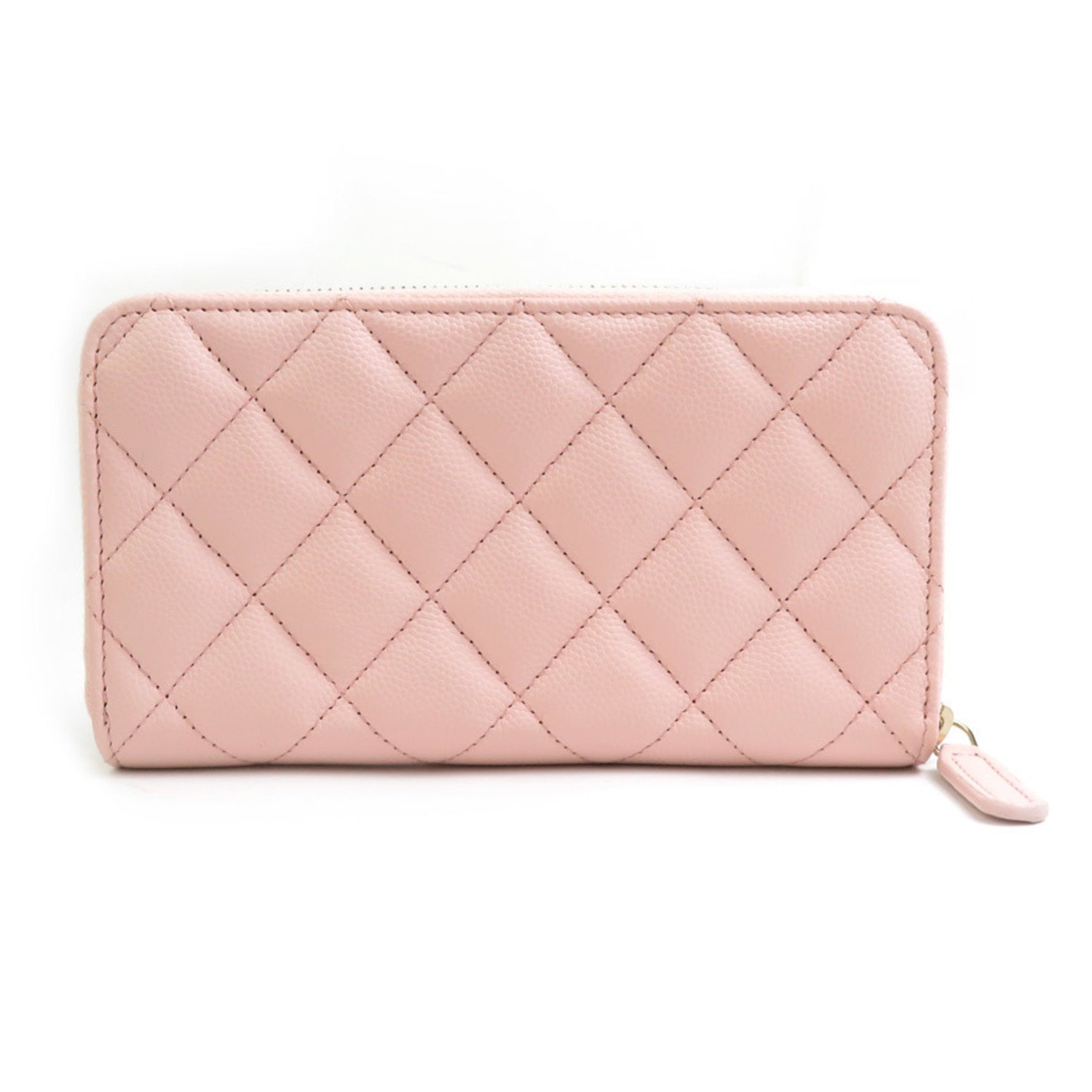 CHANEL Round Long Wallet Compact Caviar Skin Leather