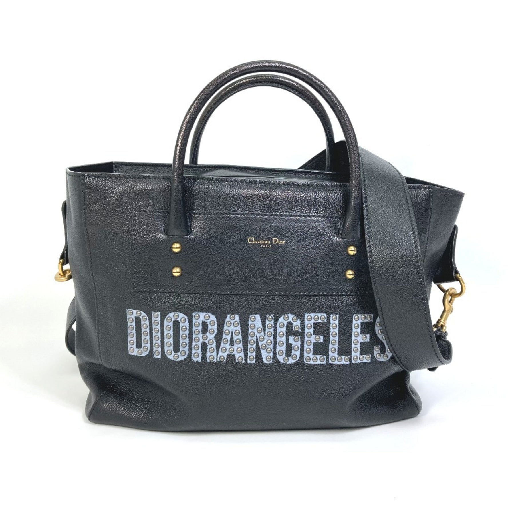 Christian Dior DIORANGELS Shoulder Bag with Logo Studs, Leather Tote Bag