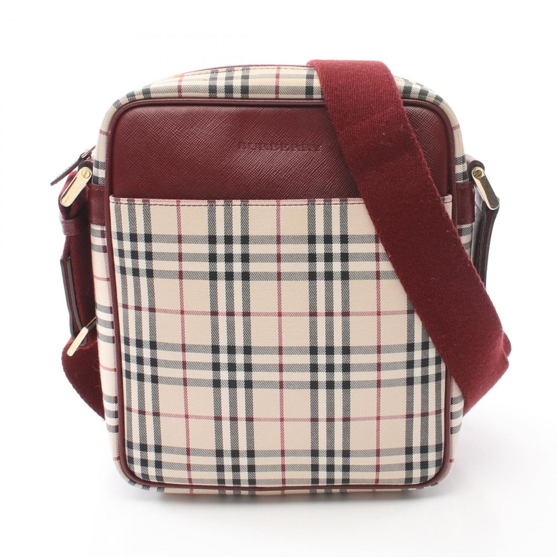 Burberry Nova Check Shoulder Bag Canvas Leather Women's Beige Multicolor