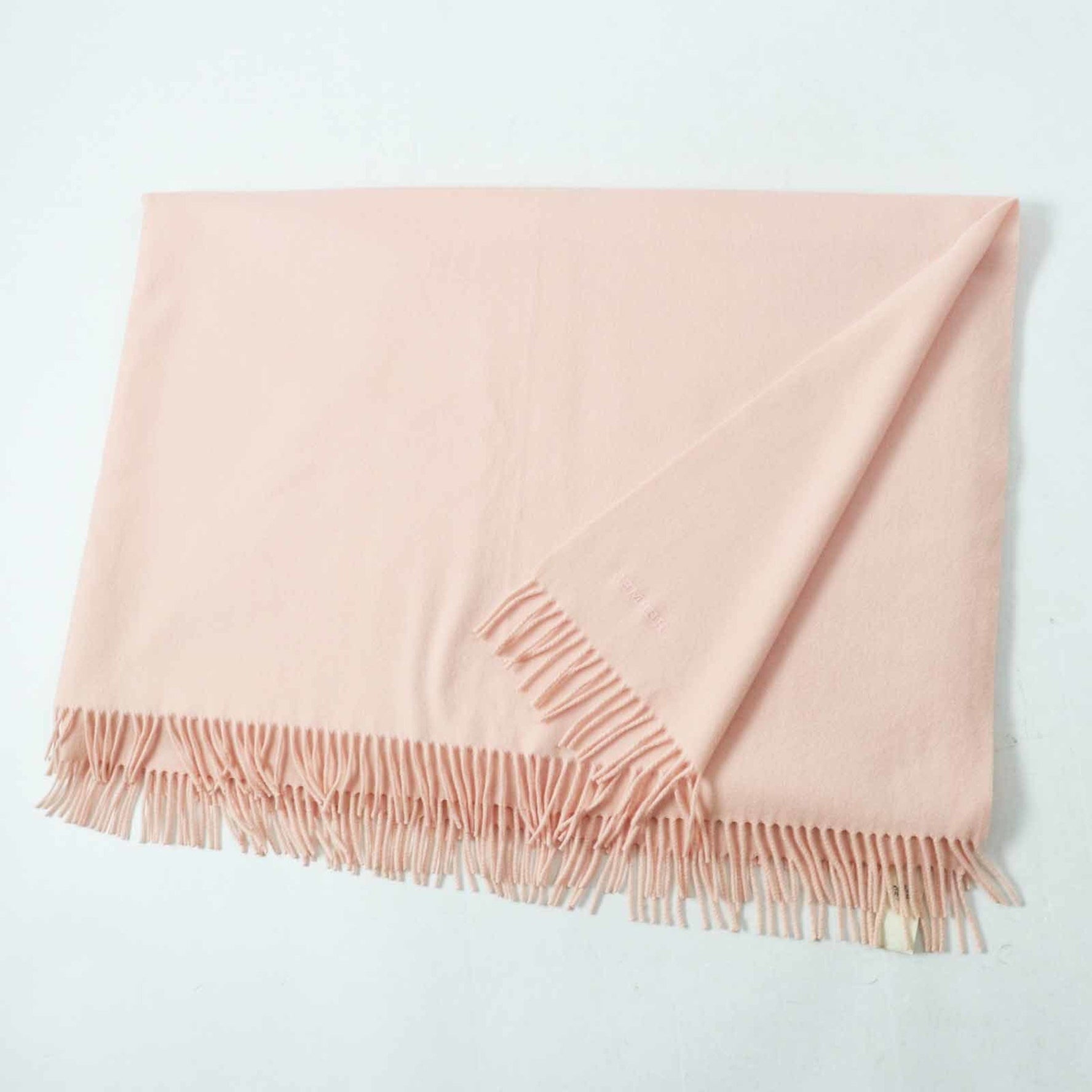 HERMES 100% Cashmere Shawl with Embroidered Logo, Extra Large, Baby Pink, Made in Italy