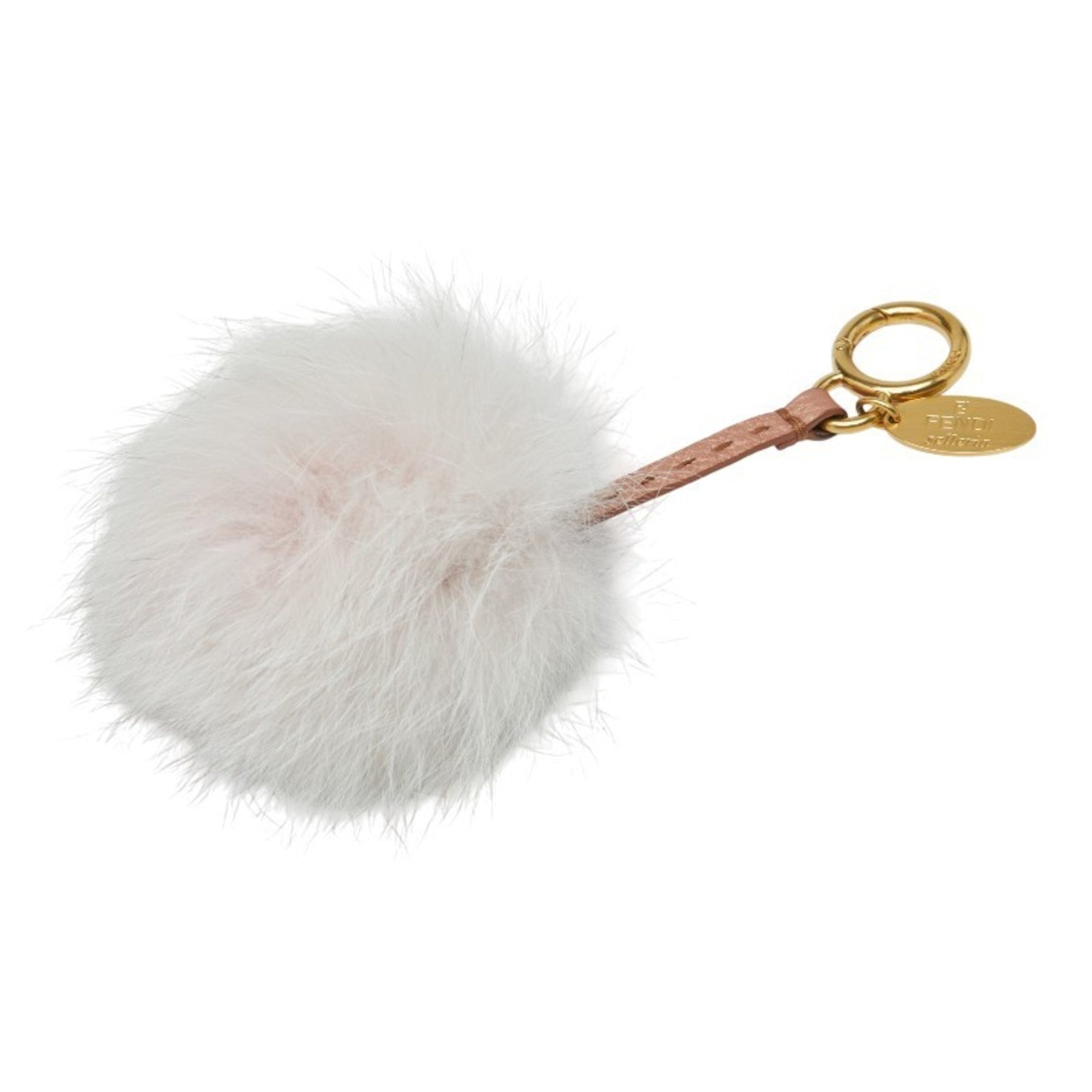 Fendi Pom Charm Bag Keychain Light Pink Fur Leather