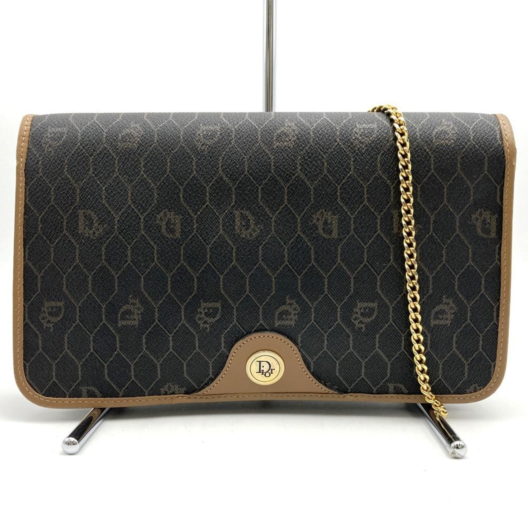 Christian Dior Dior Christian Honeycomb Chain Shoulder Bag Leather