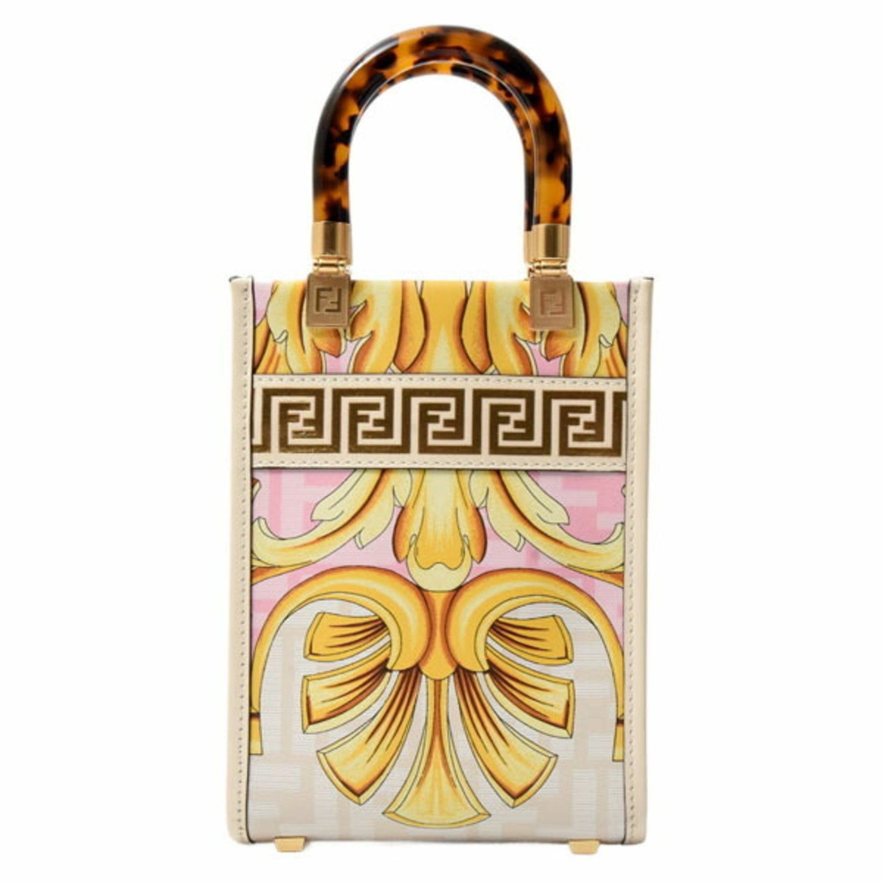 FENDI Mini Sunshine Shopper FENDACE Versace Collaboration Leather White