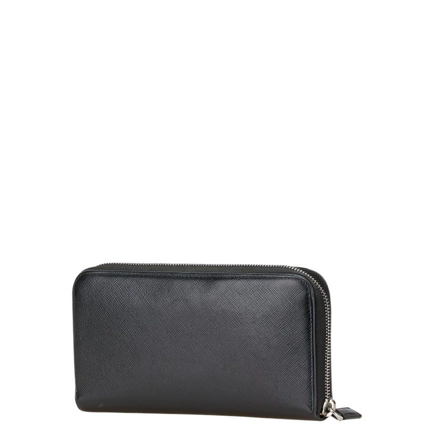 Prada Logo Saffiano Long Wallet in Leather