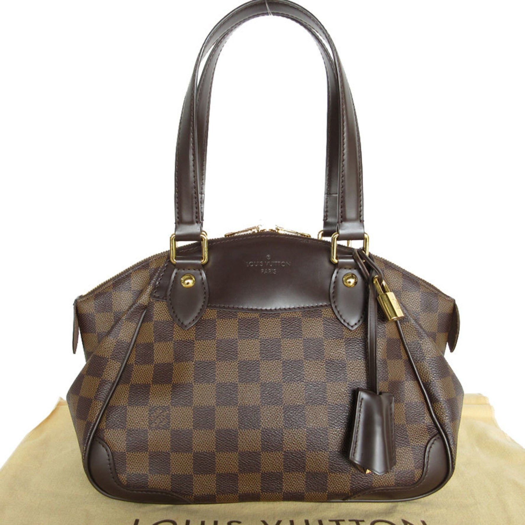 Louis Vuitton LOUIS VUITTON Handbag Damier Verona PM Canvas Brown Gold Women's N41117 s0406a