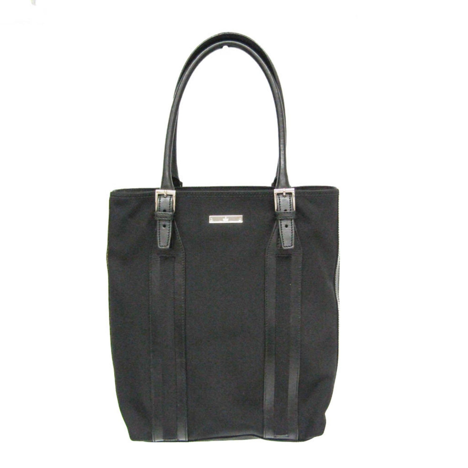 Gucci 019 0451 Women's Leather,Canvas Tote Bag Black