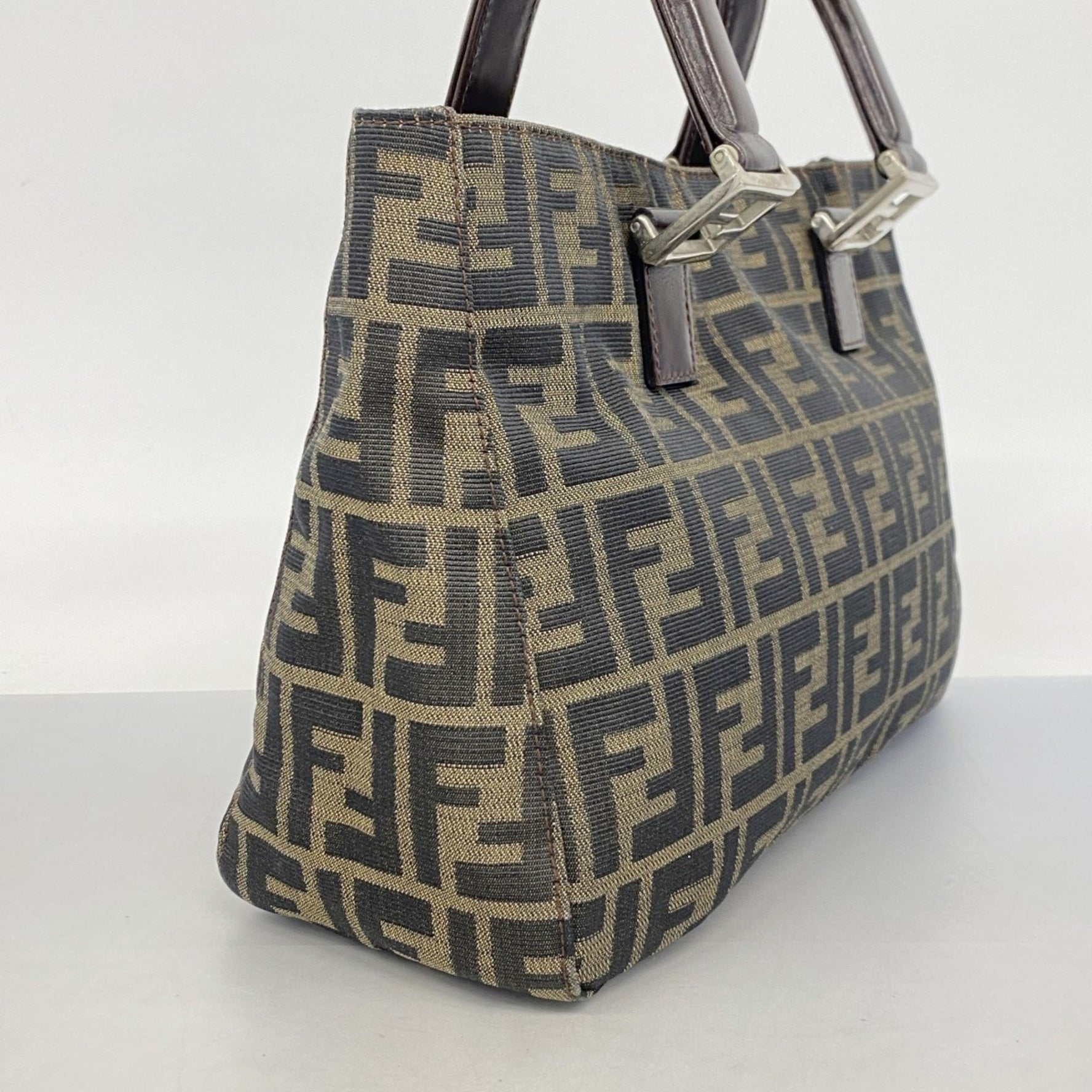 Fendi Zucca nylon canvas handbag in brown for women