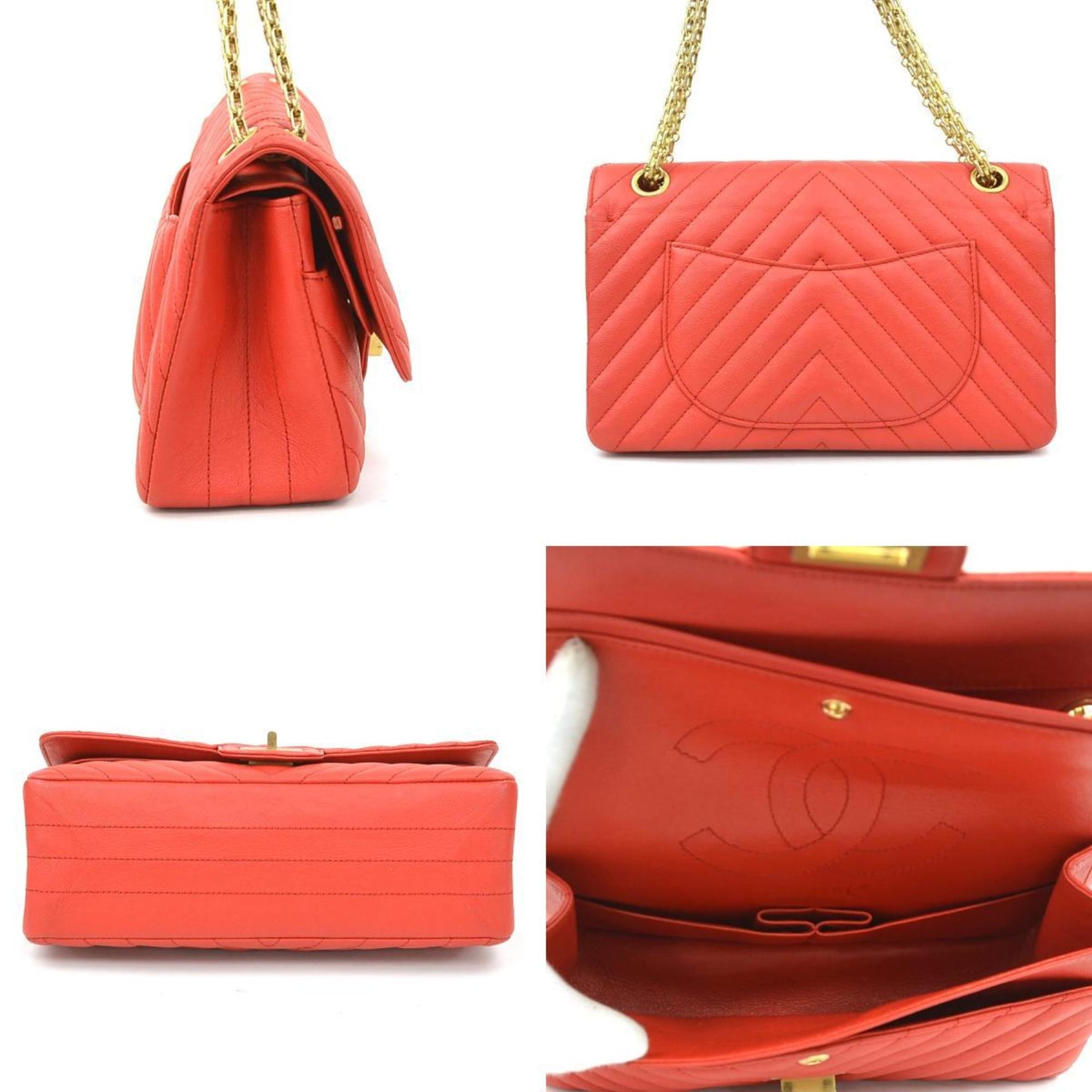 CHANEL Shoulder Bag 2.55 Leather Red