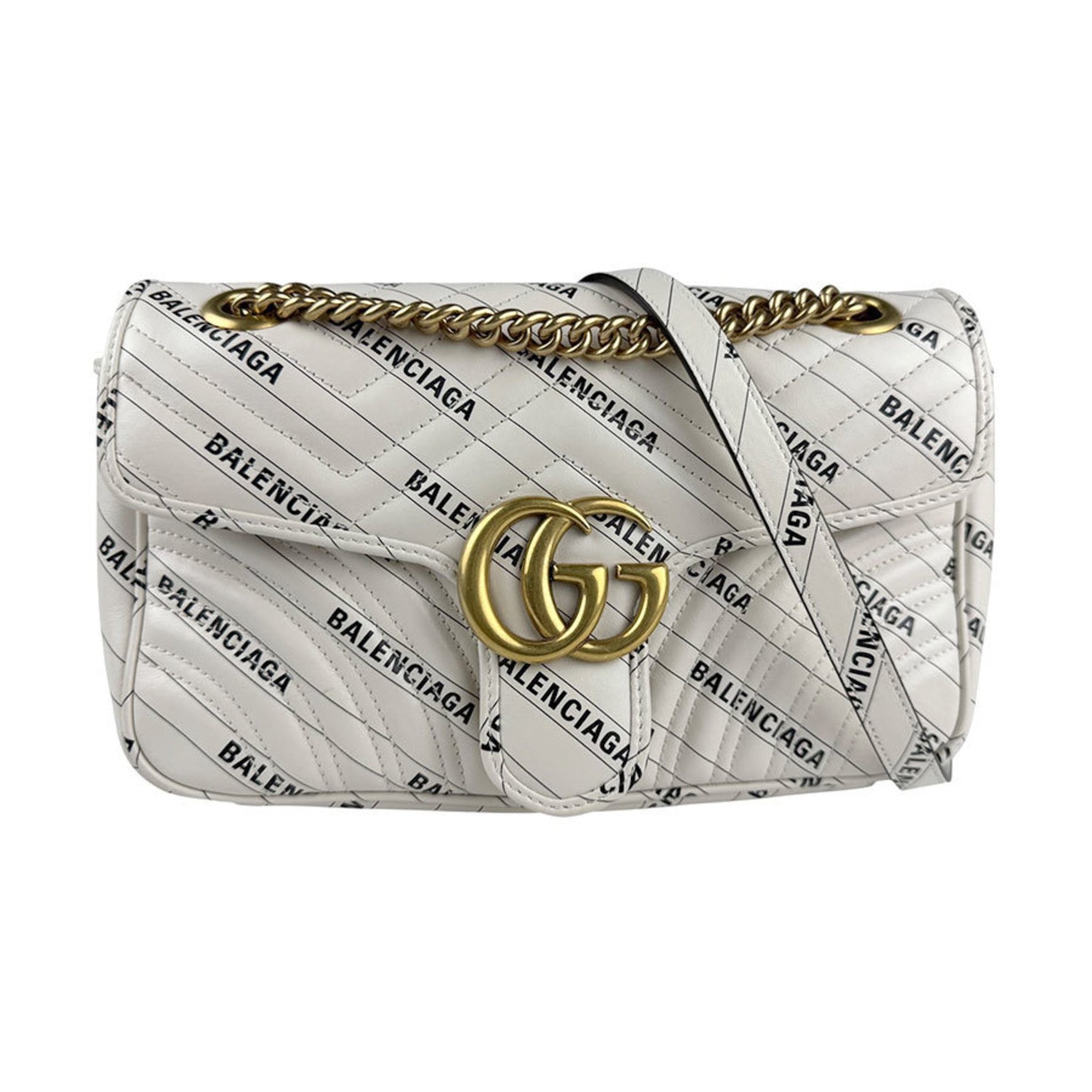 GUCCI Shoulder Bag x BALENCIAGA Leather Ivory Black Gold Women's z5524