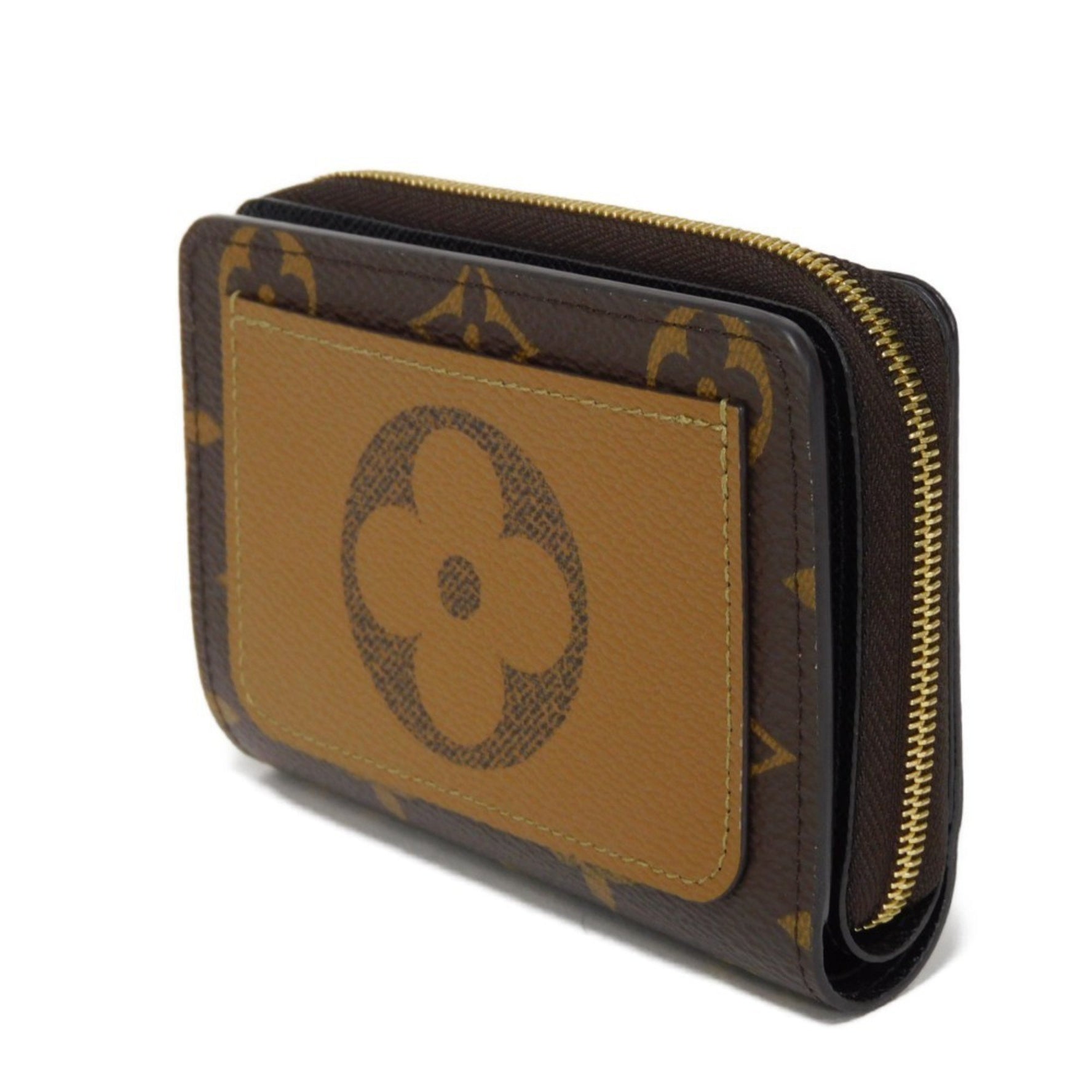 Louis Vuitton LOUIS VUITTON Bi-fold Wallet Portefeuille Lou Marron Noir RFID IC Chip Monogram Reverse Giant M81461 Men's Women's