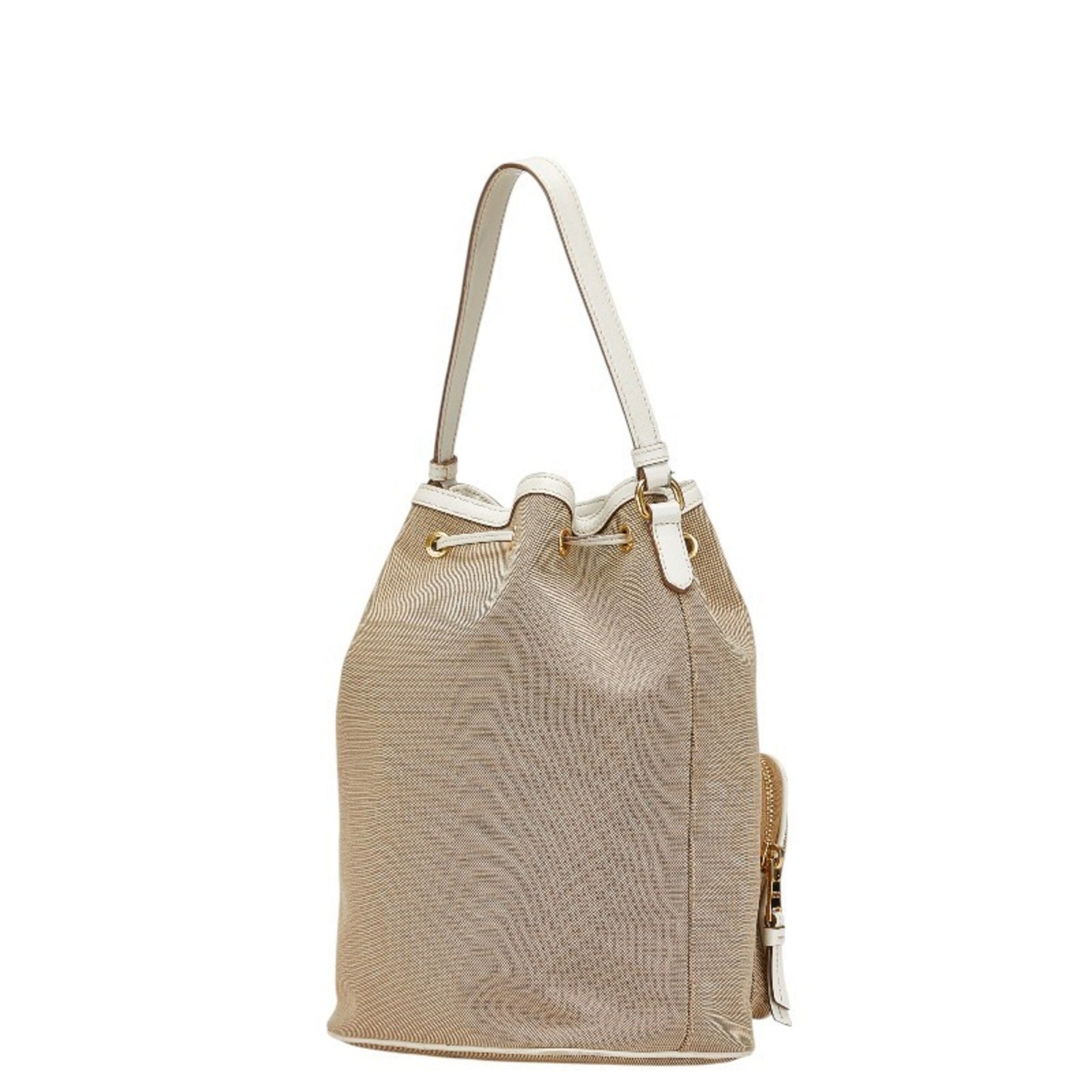 Prada handbag beige white canvas leather women's PRADA