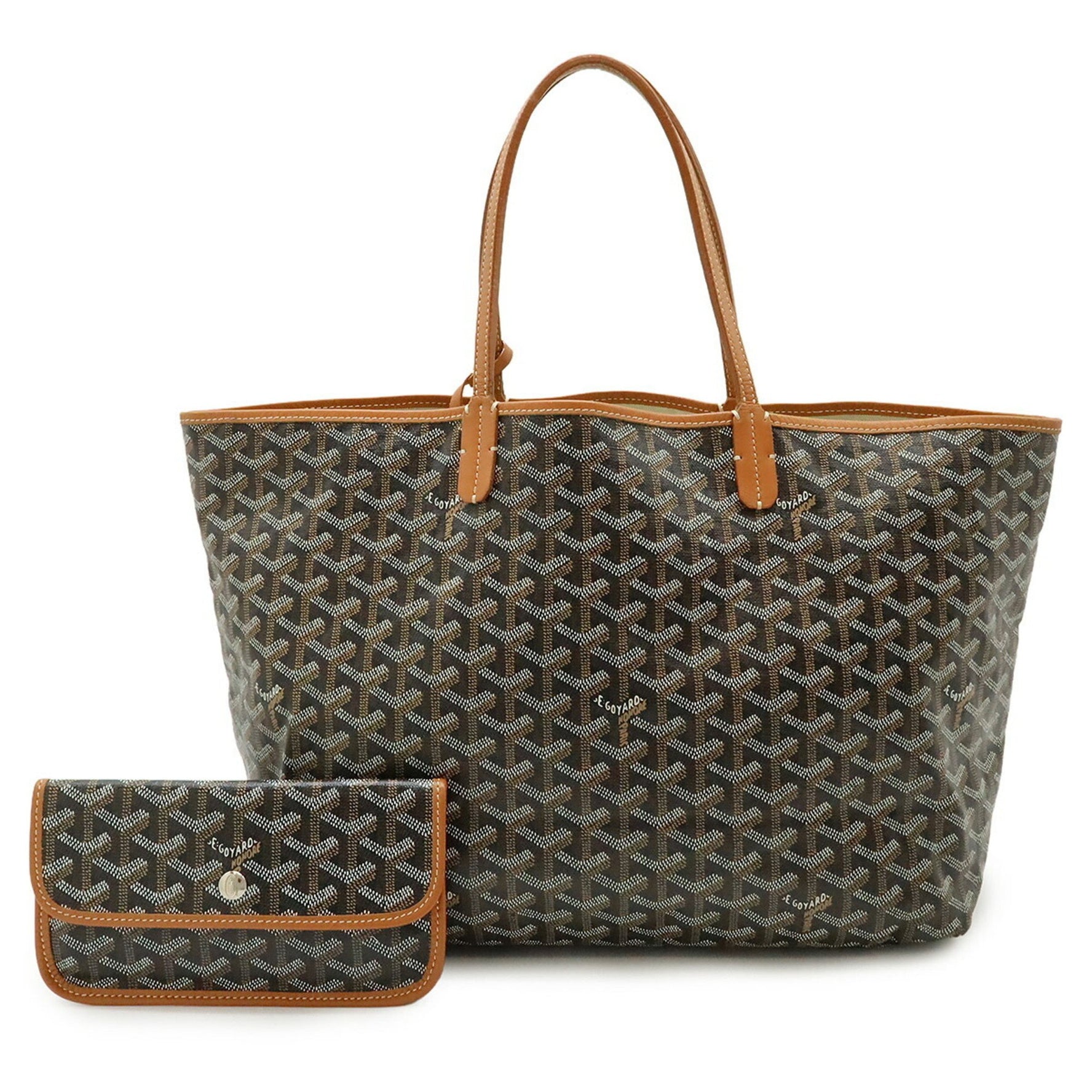 GOYARD Saint Louis PM Tote Bag Shoulder Coated Canvas Leather Black Brown White