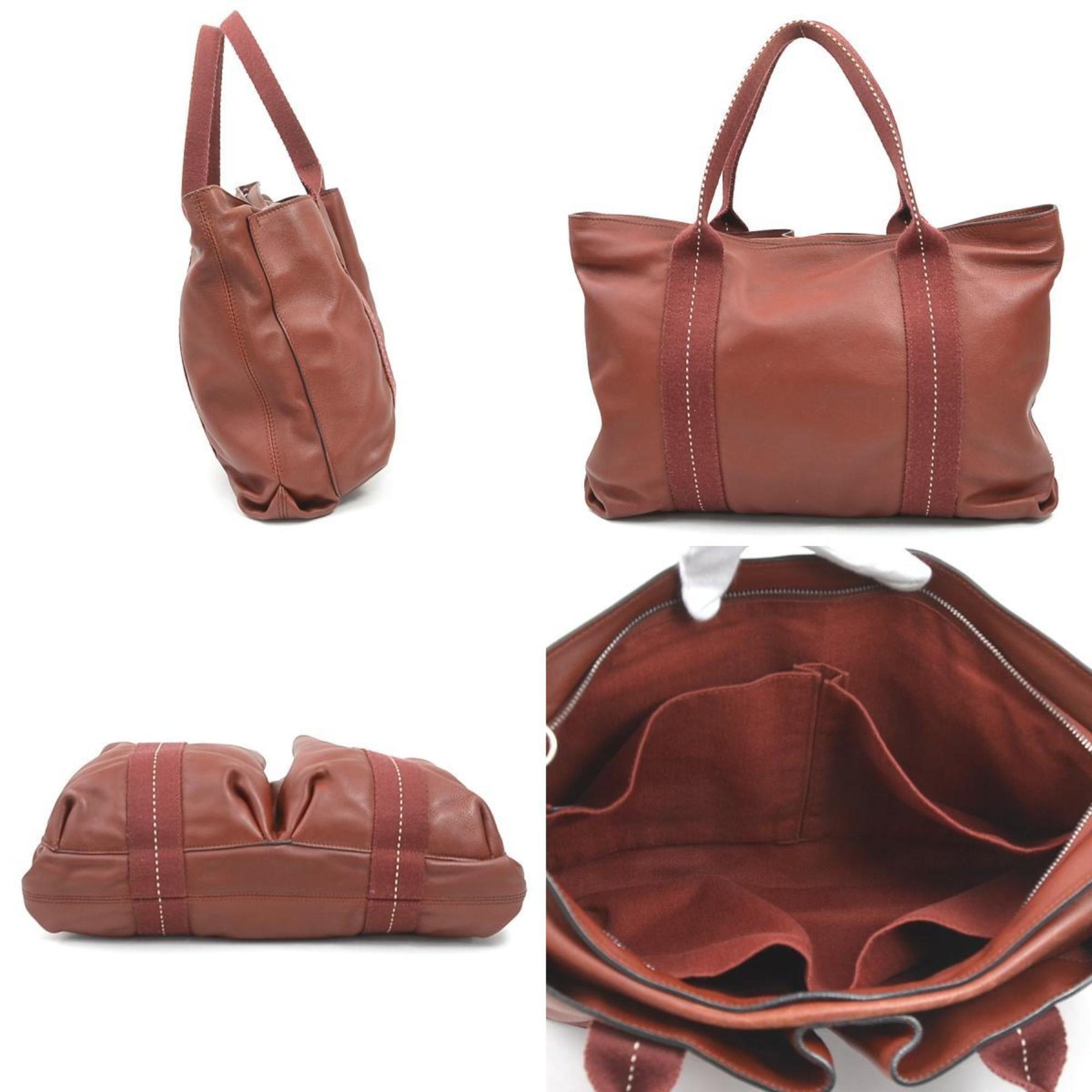 Hermes Hermès Caravan Horizontal MM Handbag/Shoulder Bag in Veau Derma Red Brown, Men's/Women's