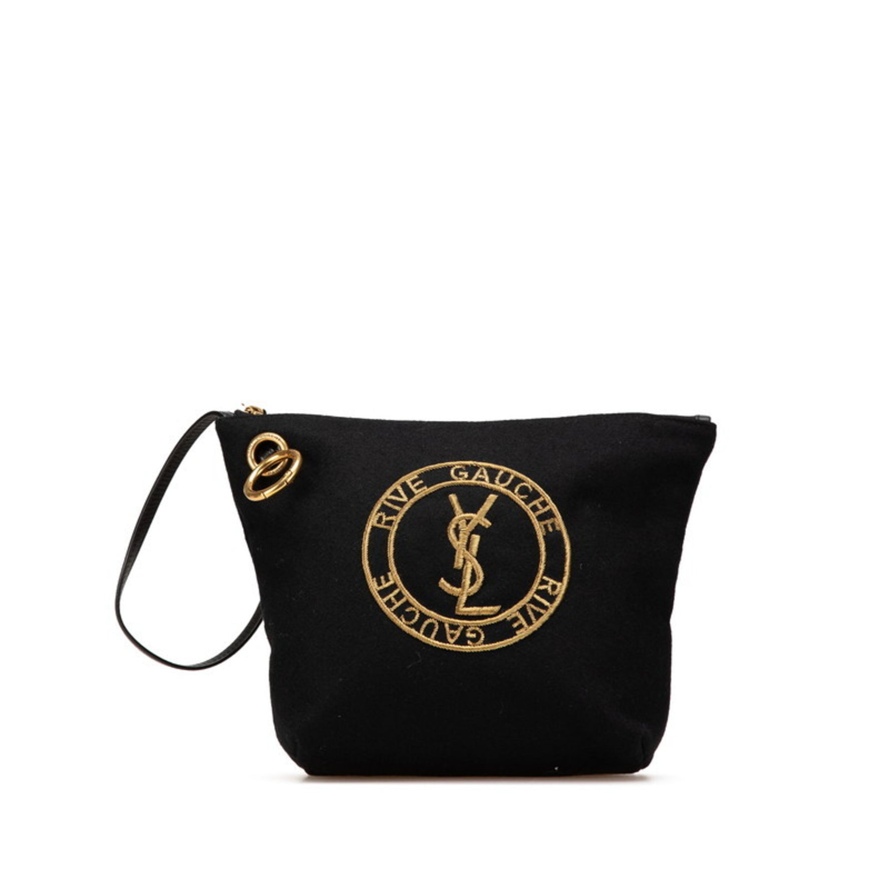 Saint Laurent Rive Gauche Clutch Bag Pouch Wool Leather