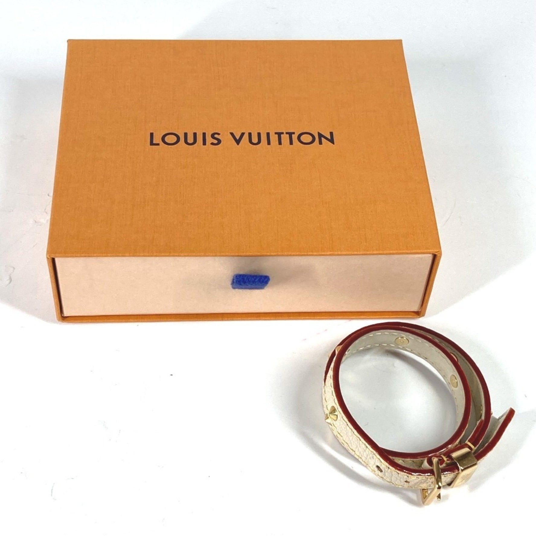 LOUIS VUITTON Suhali Brass Les Double Tours Bracelet, Women's, Leather, Blanc White
