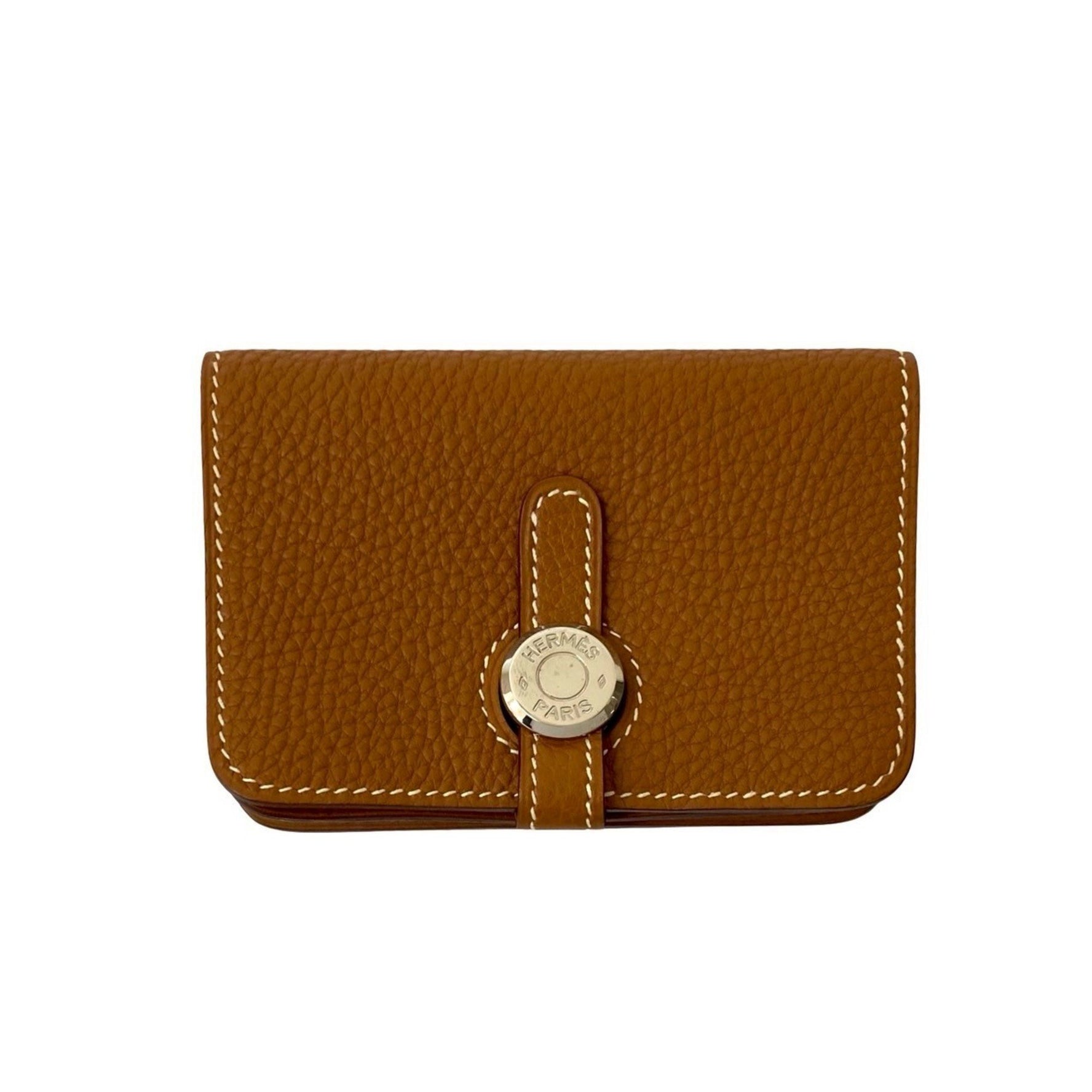 HERMES Dogon Taurillon Clemence Leather Wallet/Coin Purse, Gold