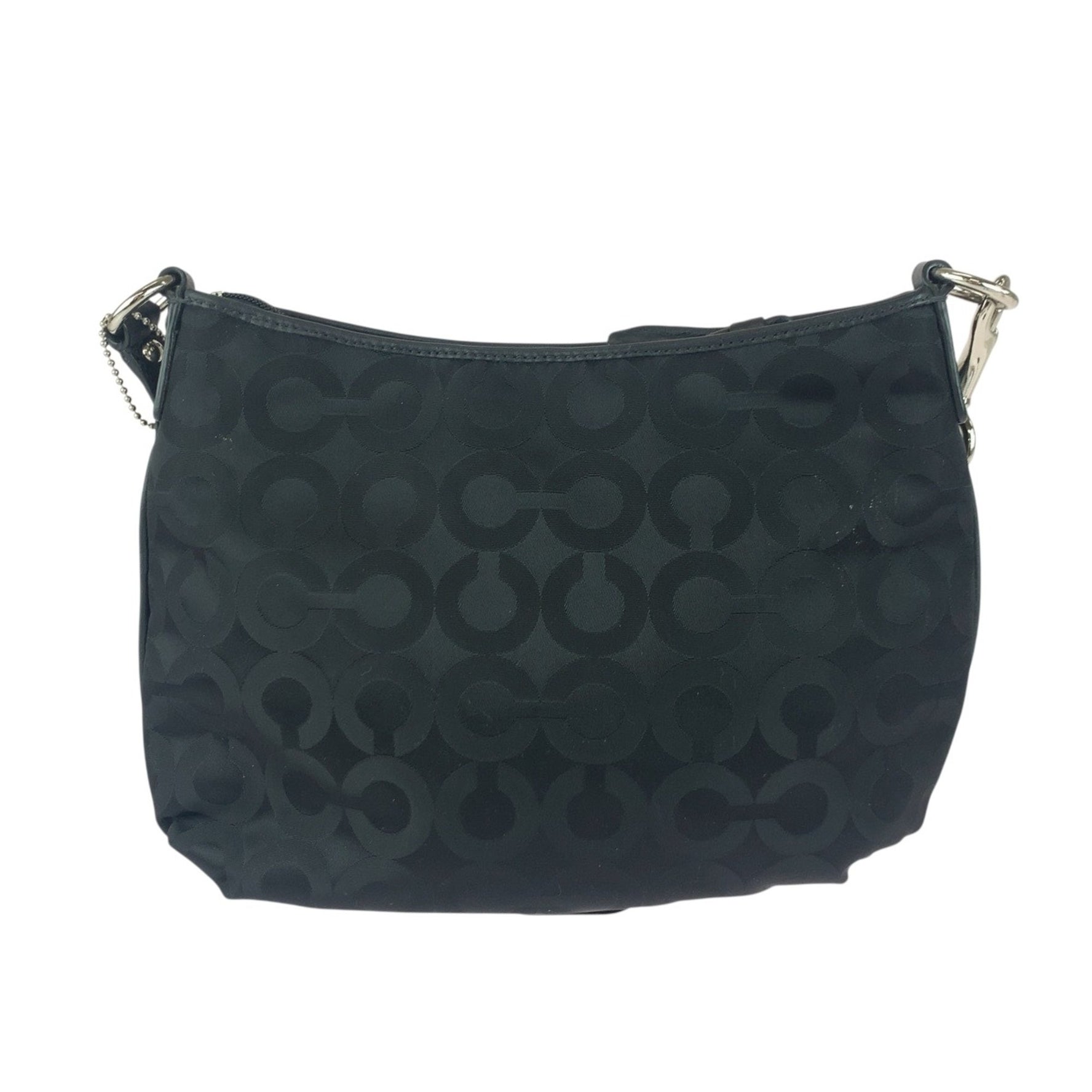 COACH Op Art Black Nylon Shoulder Bag with Silver Hardware (45379)