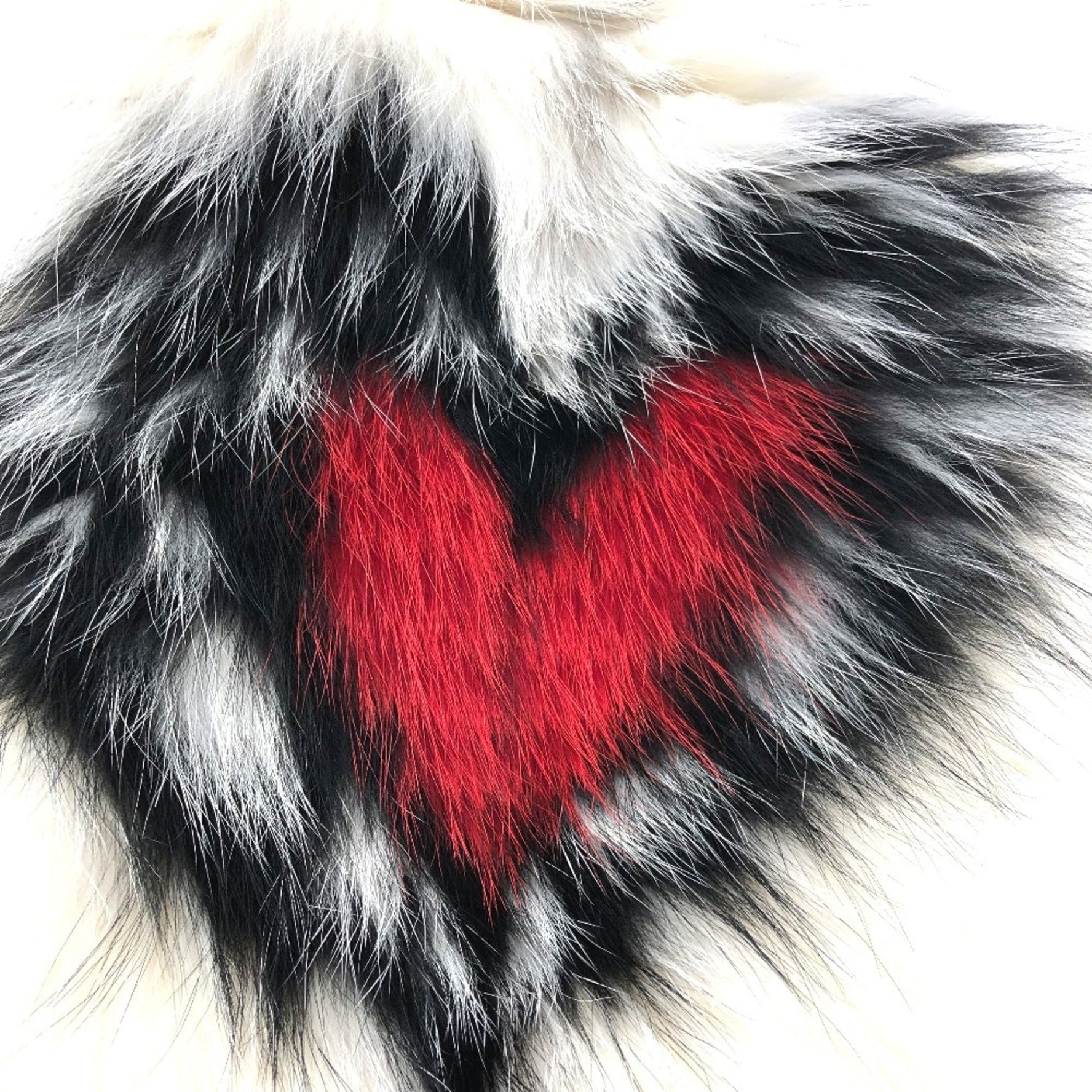 Christian Dior heart fur Scarf White/Red/Black