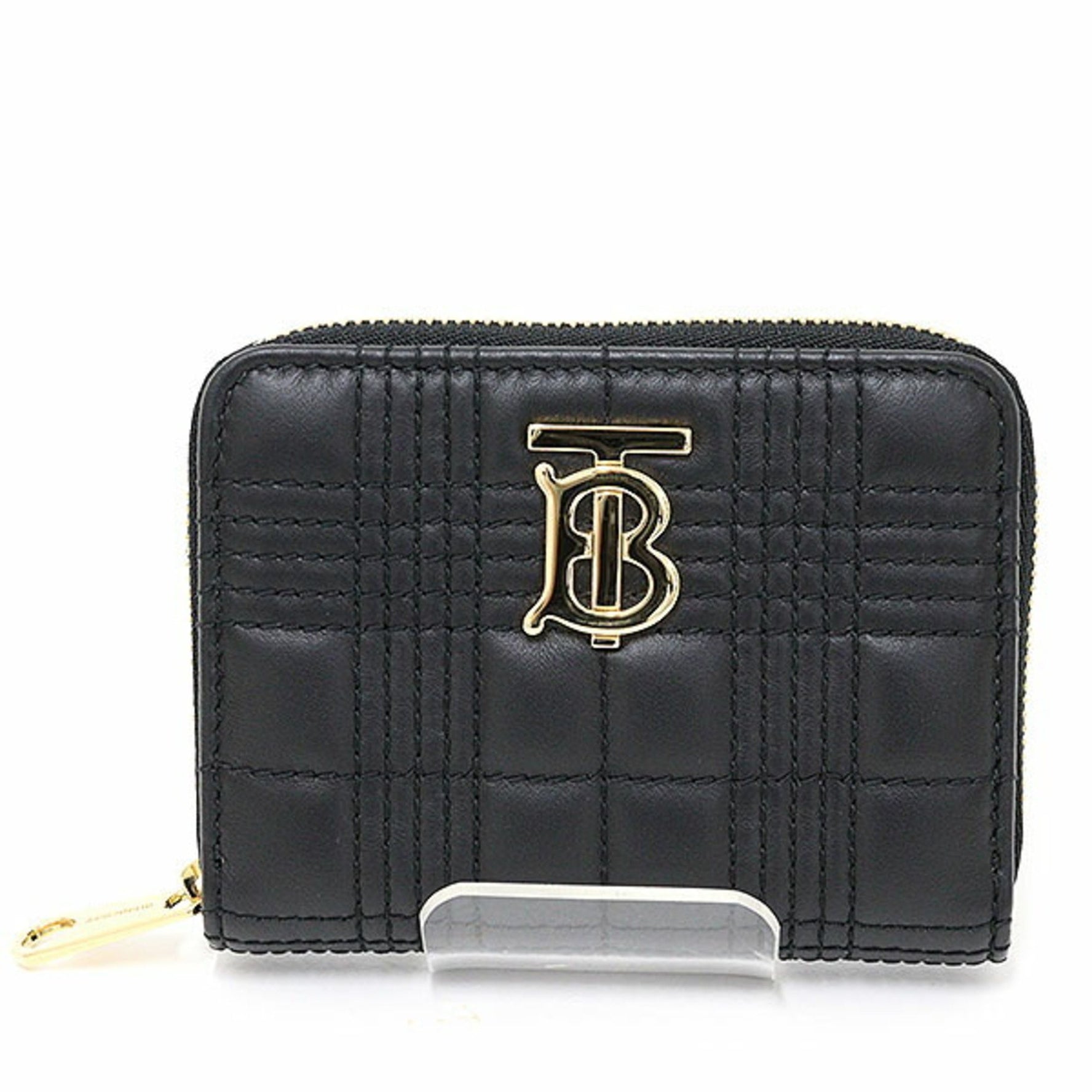 Burberry Lola Zip Wallet Black Lambskin Quilted Bi-fold