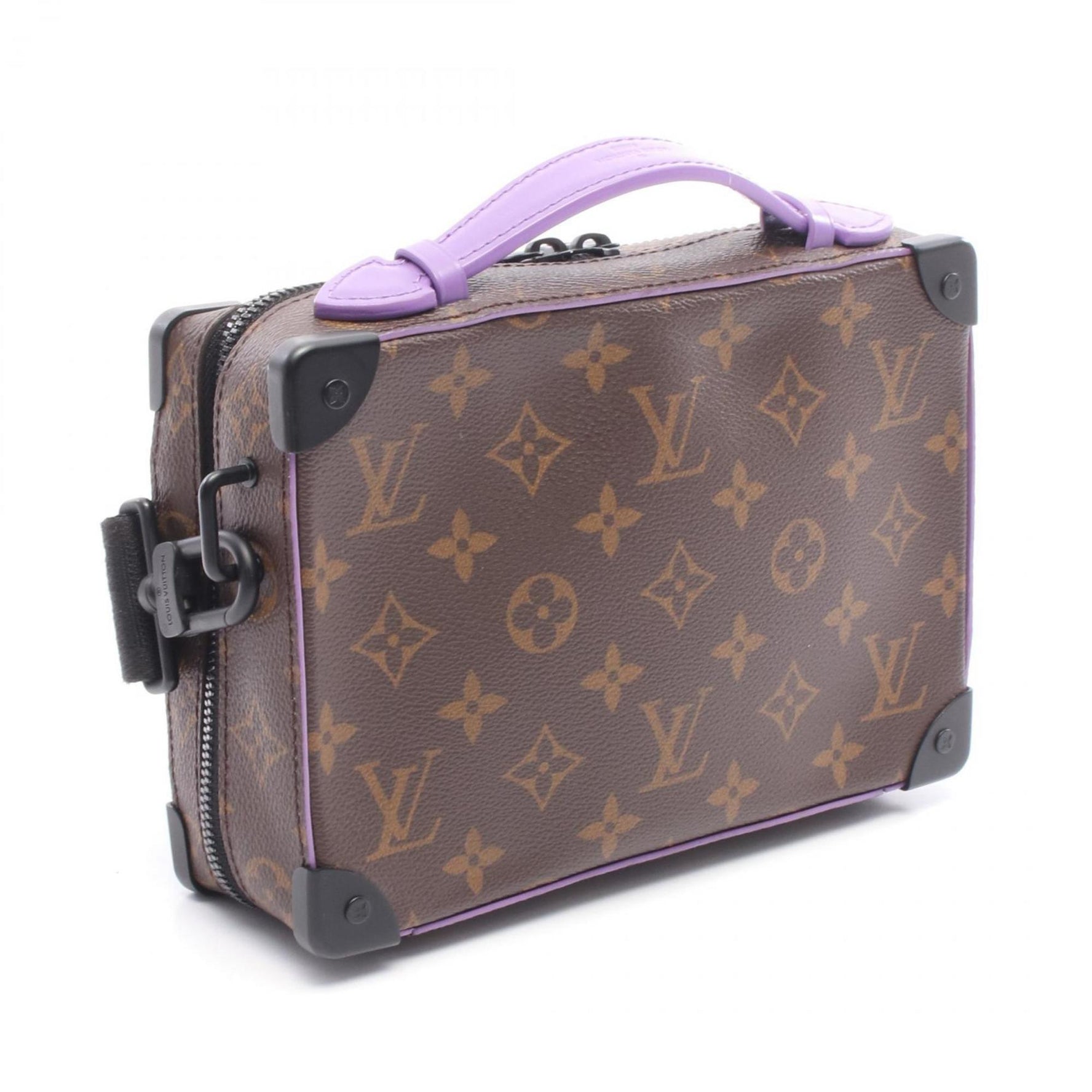 Louis Vuitton Soft Trunk Handbag with Handle, Coated Canvas and Leather, Monogram Macassar, Brown Purple