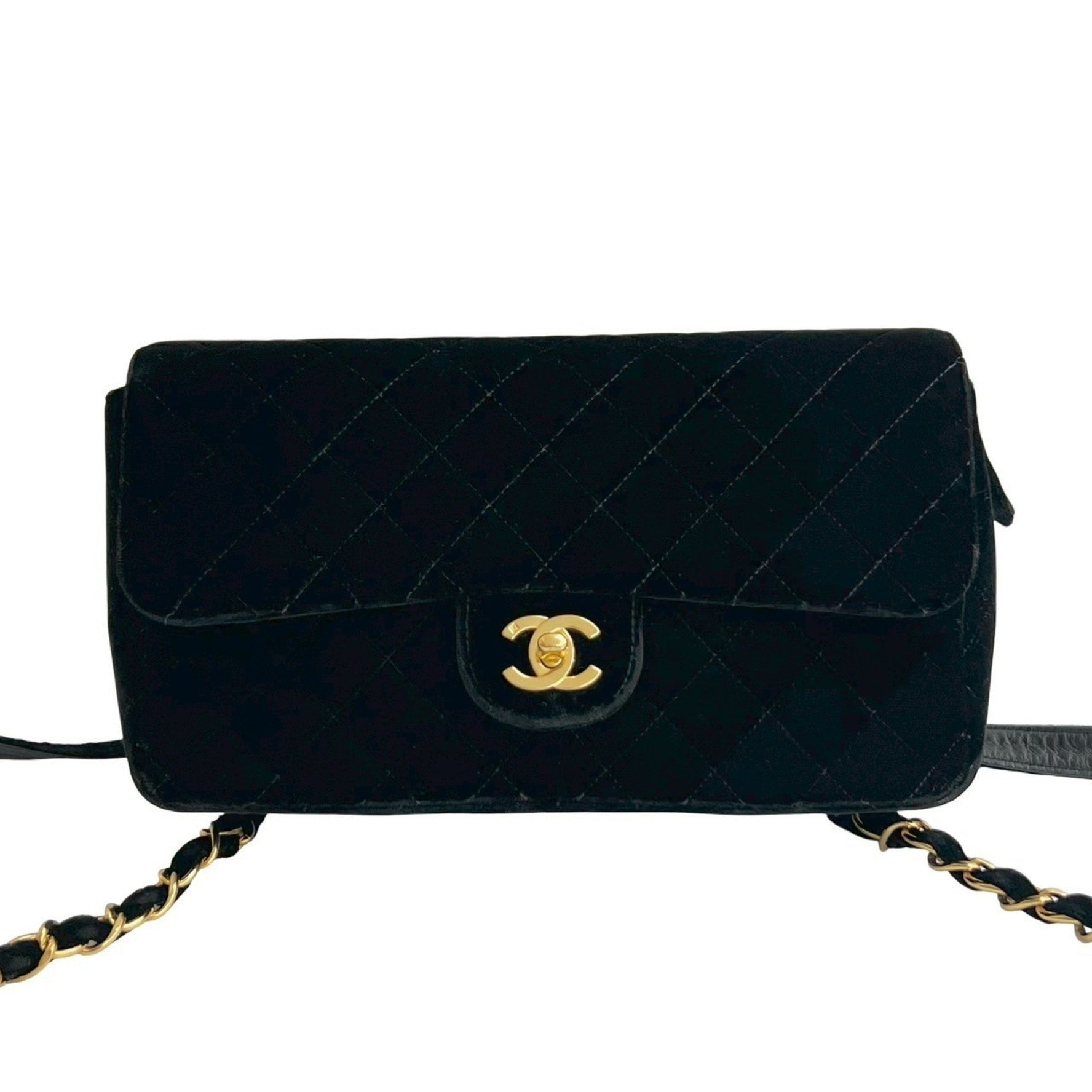 CHANEL Matelasse Coco Mark Velour Leather Chain Backpack in